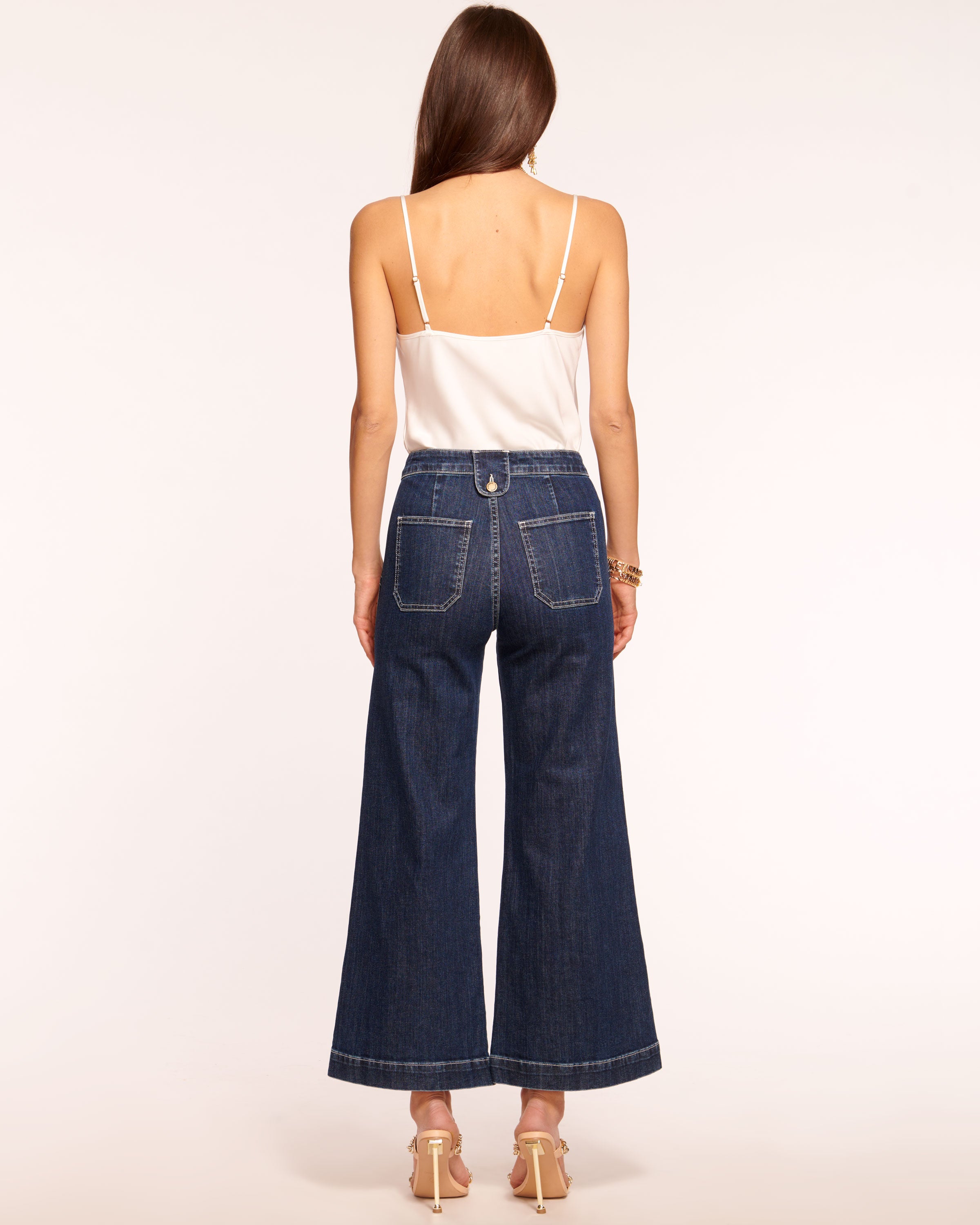 Theodora Cropped Wide Leg Jean in dark wash | Ramy Brook