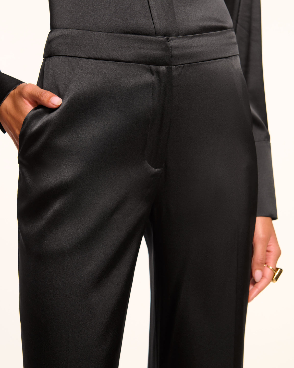 Marvia Stretch Silk Pant in black Ramy Brook