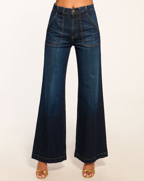 Theodora High-Rise Wide Leg Jean in dark rinse | Ramy Brook