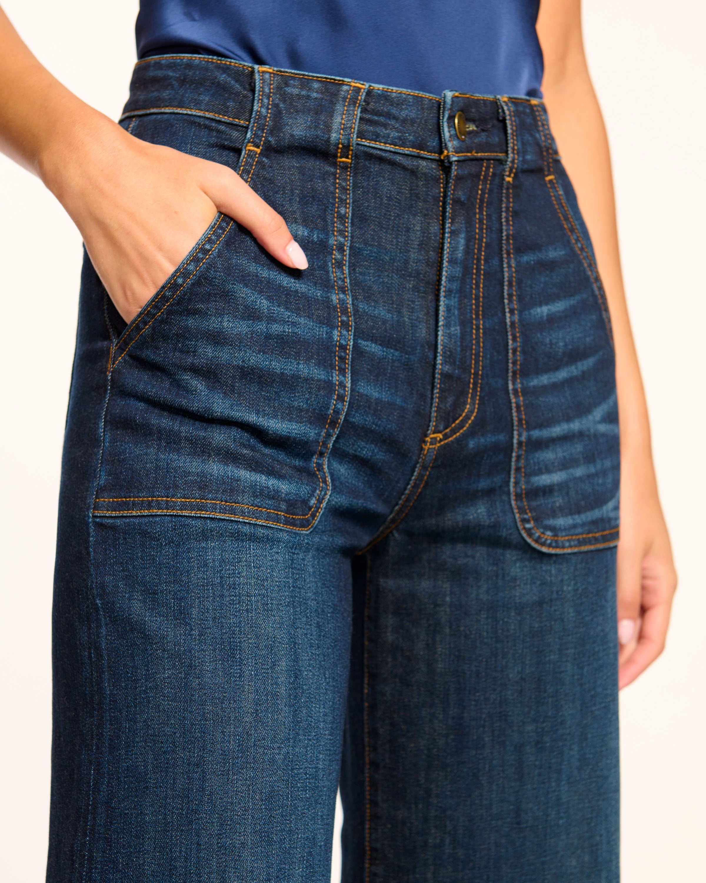 Theodora High-Rise Wide Leg Jean in dark rinse | Ramy Brook
