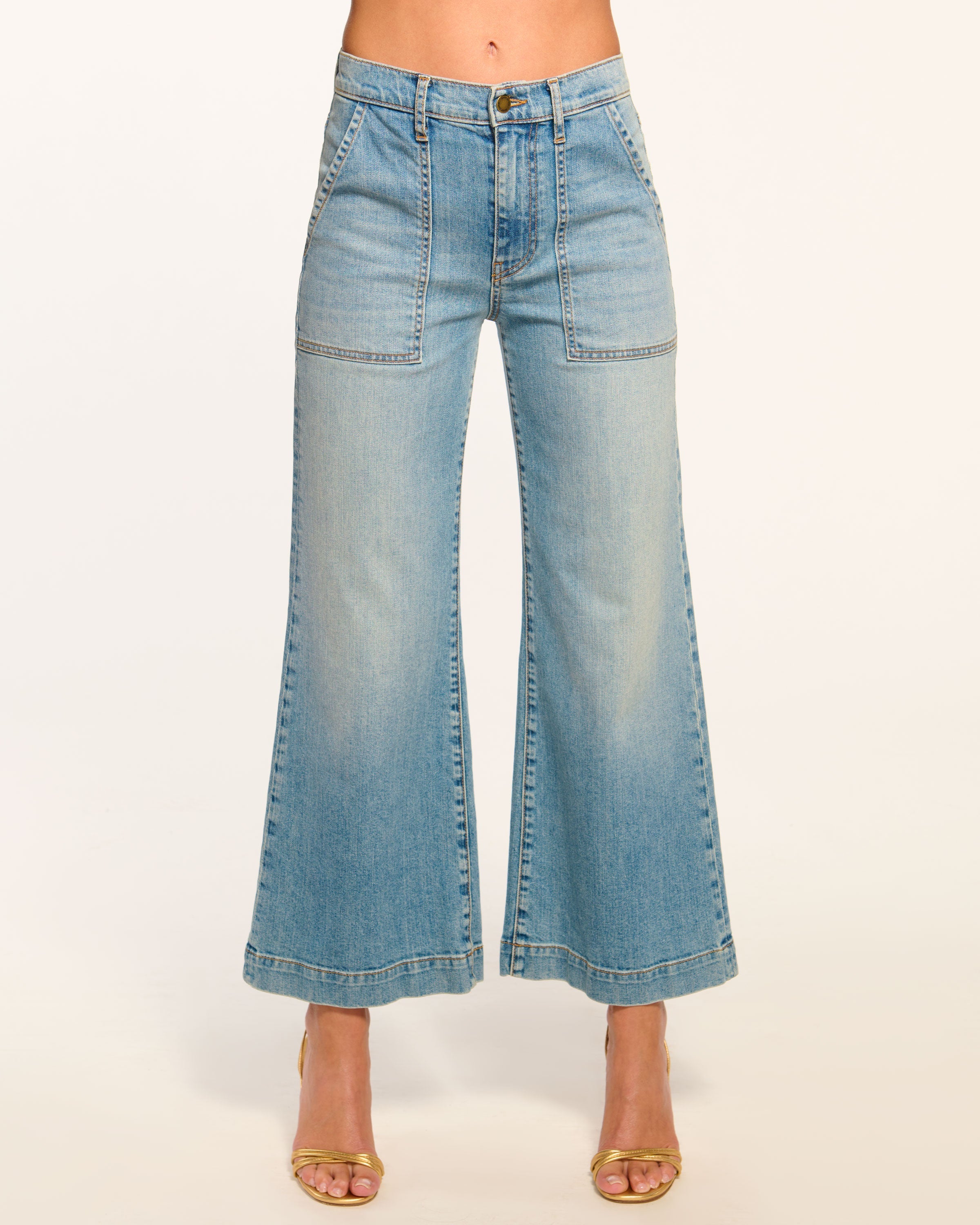Clifford Cropped Wide Leg Jean in light wash | Ramy Brook