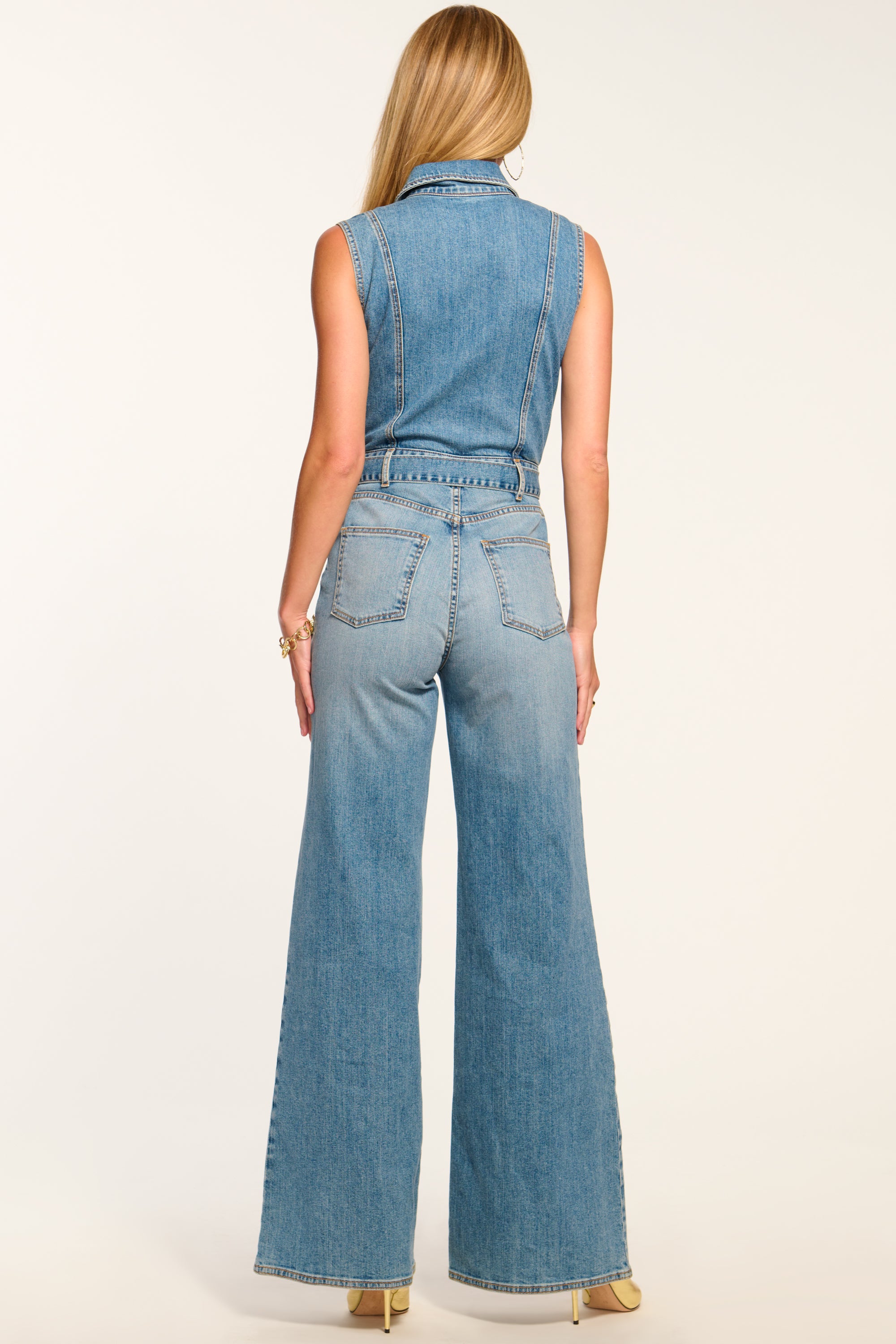 Jemma Denim Jumpsuit in light wash | Ramy Brook