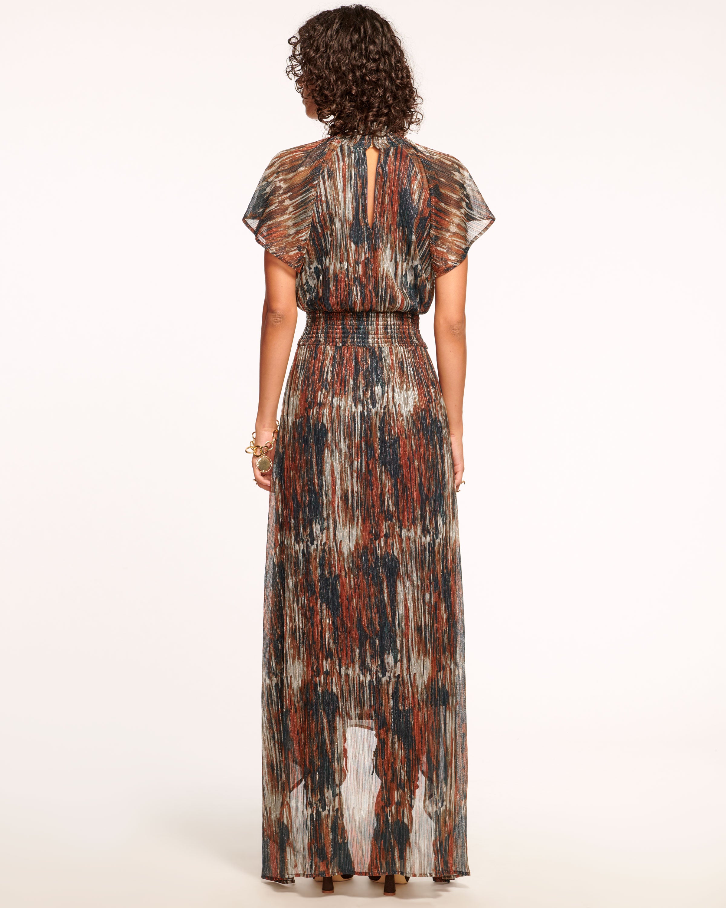 Ramy Brook Mellie Smocked Flutter Sleeve Maxi Dress saddle knit image 2