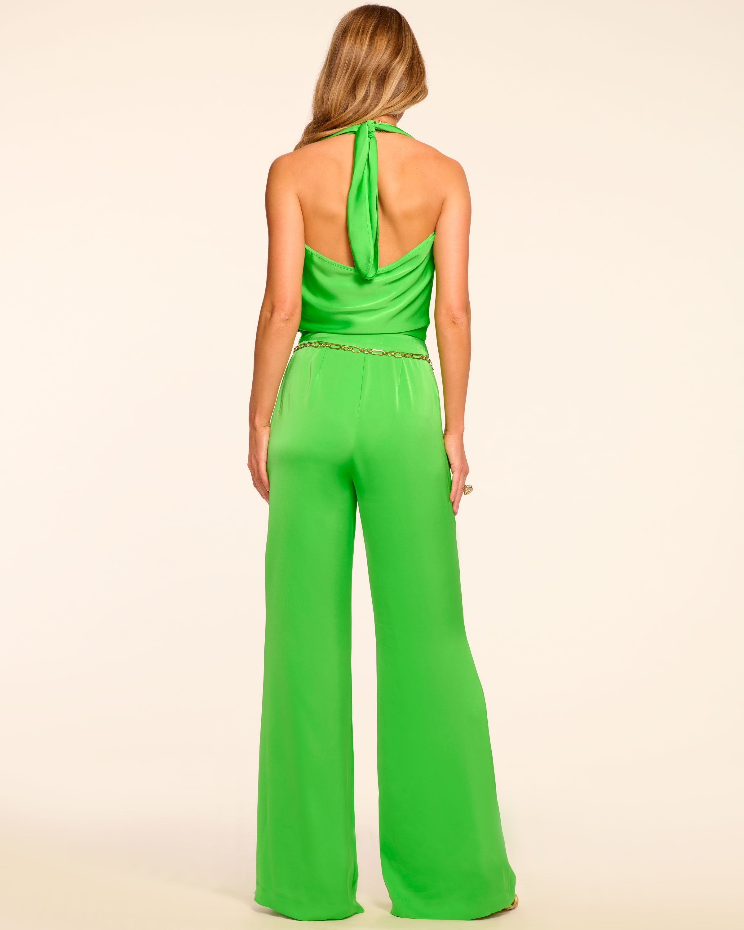 Harriet Halter Jumpsuit in tropic green | Ramy Brook