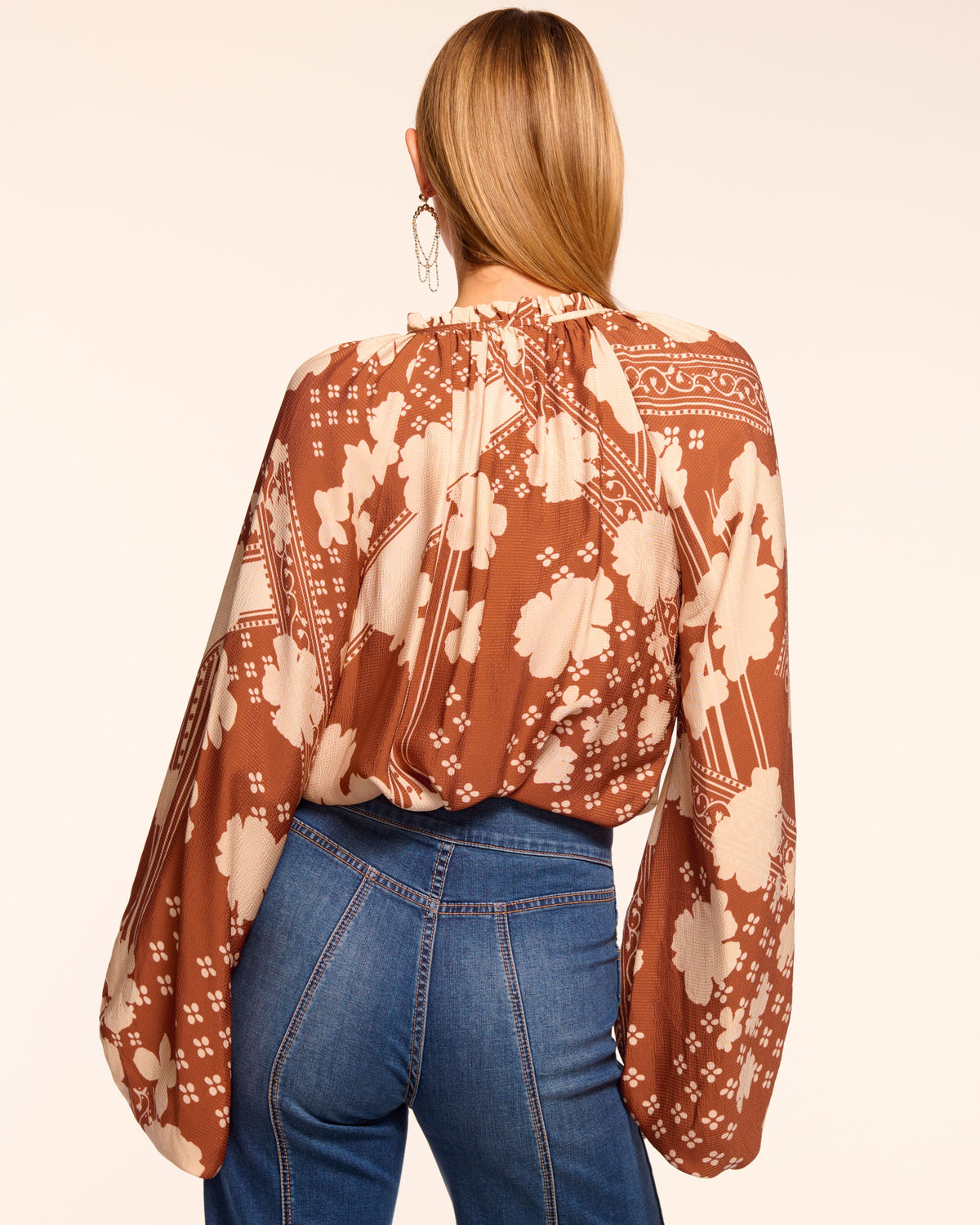Aaron V-Neck Long Sleeve Blouse in amber floral | Ramy Brook