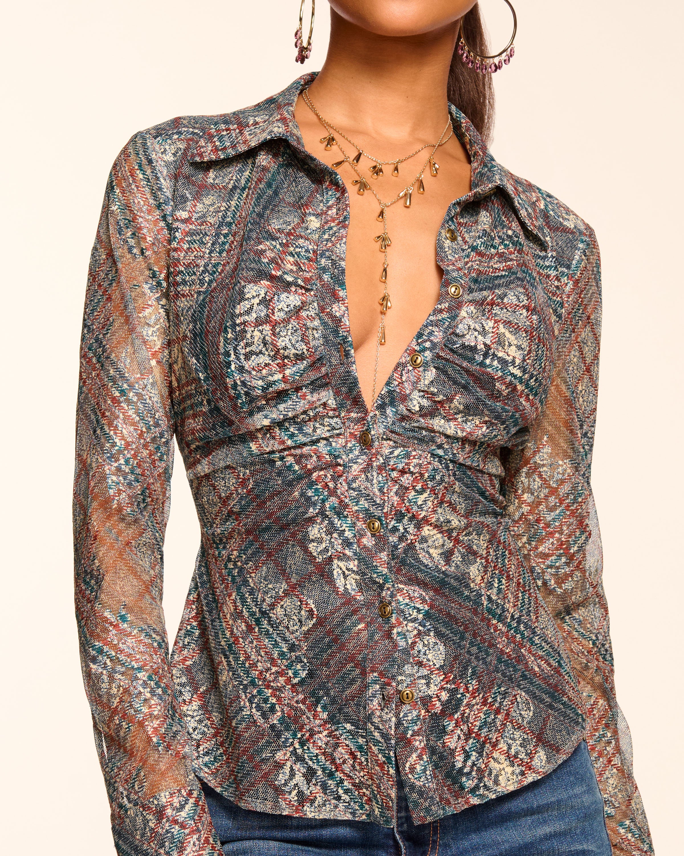 トップス eaphi CHECK ASYMMETRY BLOUSE eaphi CHECK ASYMMETRY BLOUSE