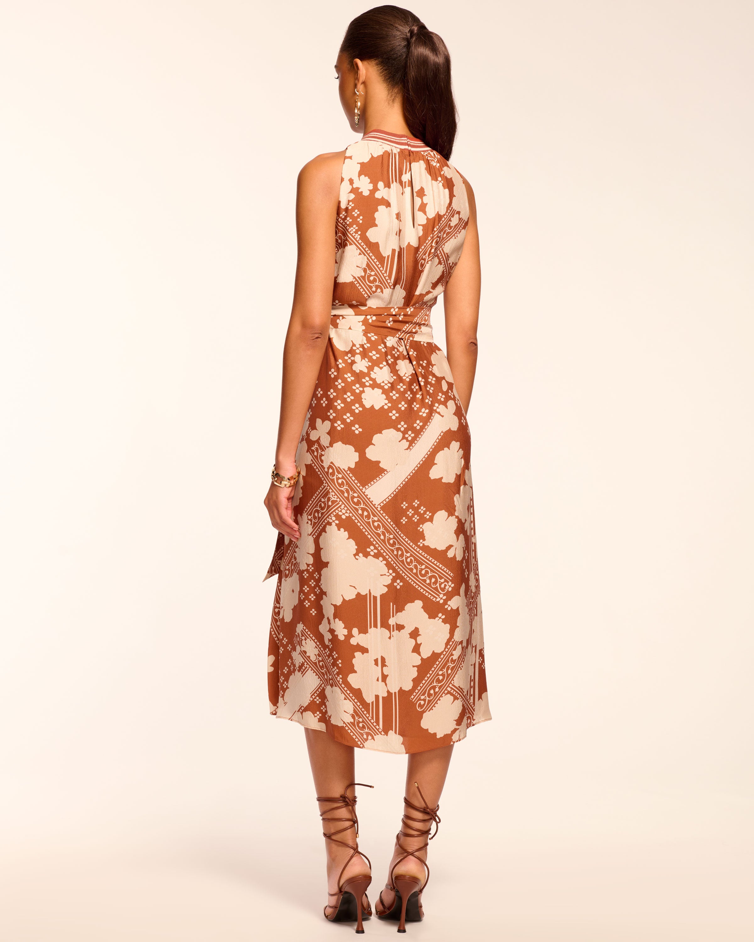 Alana High Neck Sleeveless Midi Dress in amber floral | Ramy Brook