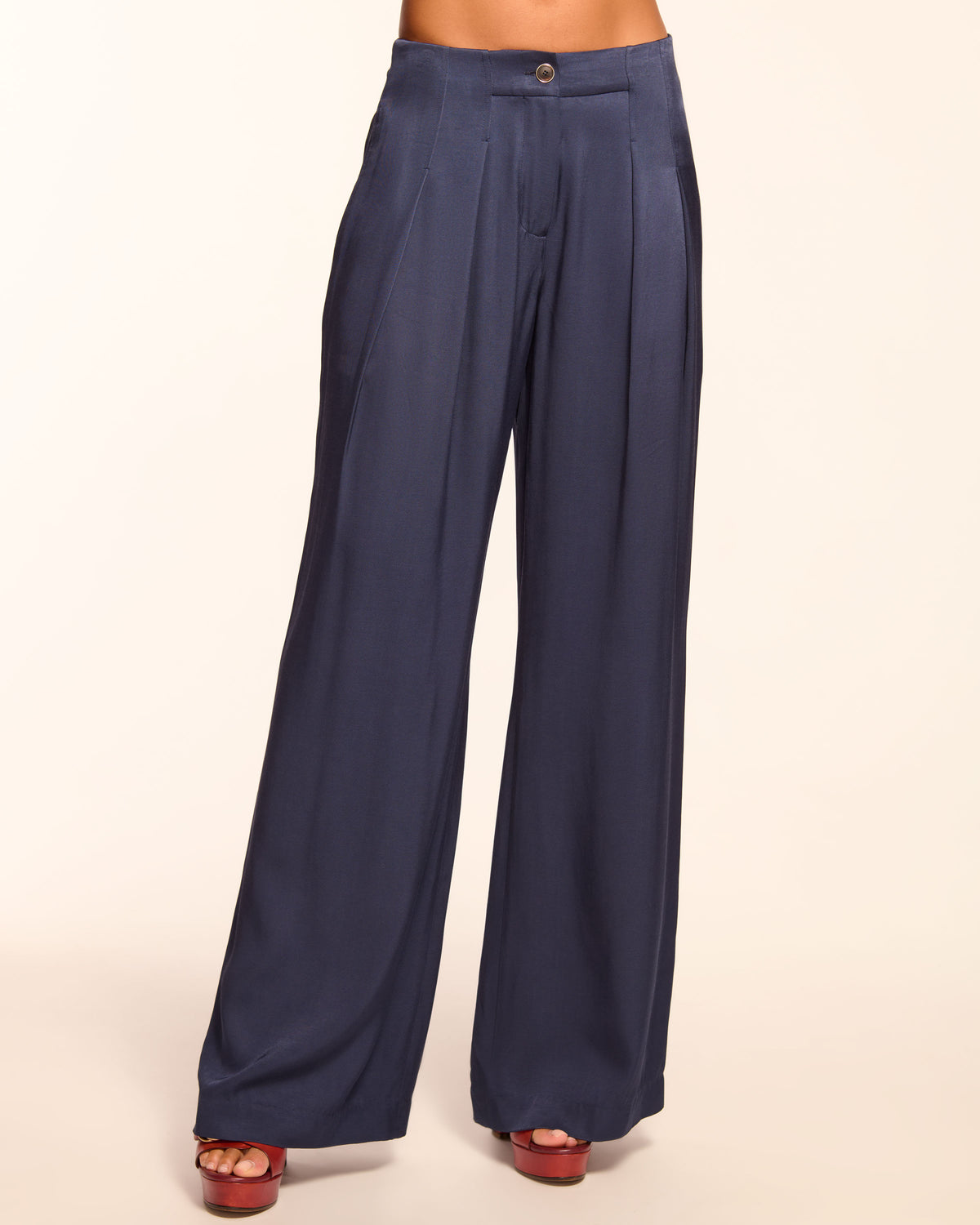 Russell Pleated Wide Leg Pant in navy | Ramy Brook