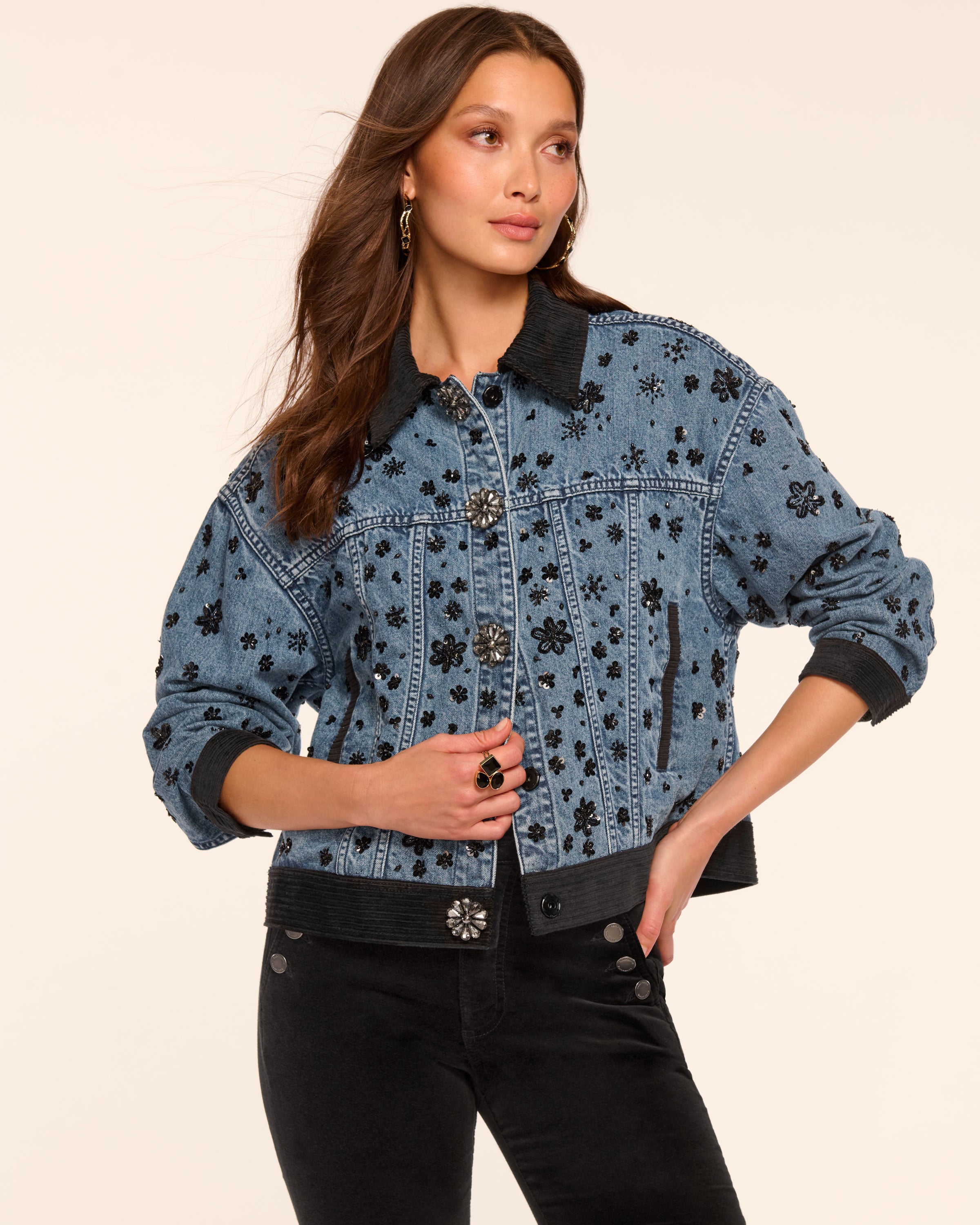 Robin Embellished Jean Jacket in beaded denim | Ramy Brook