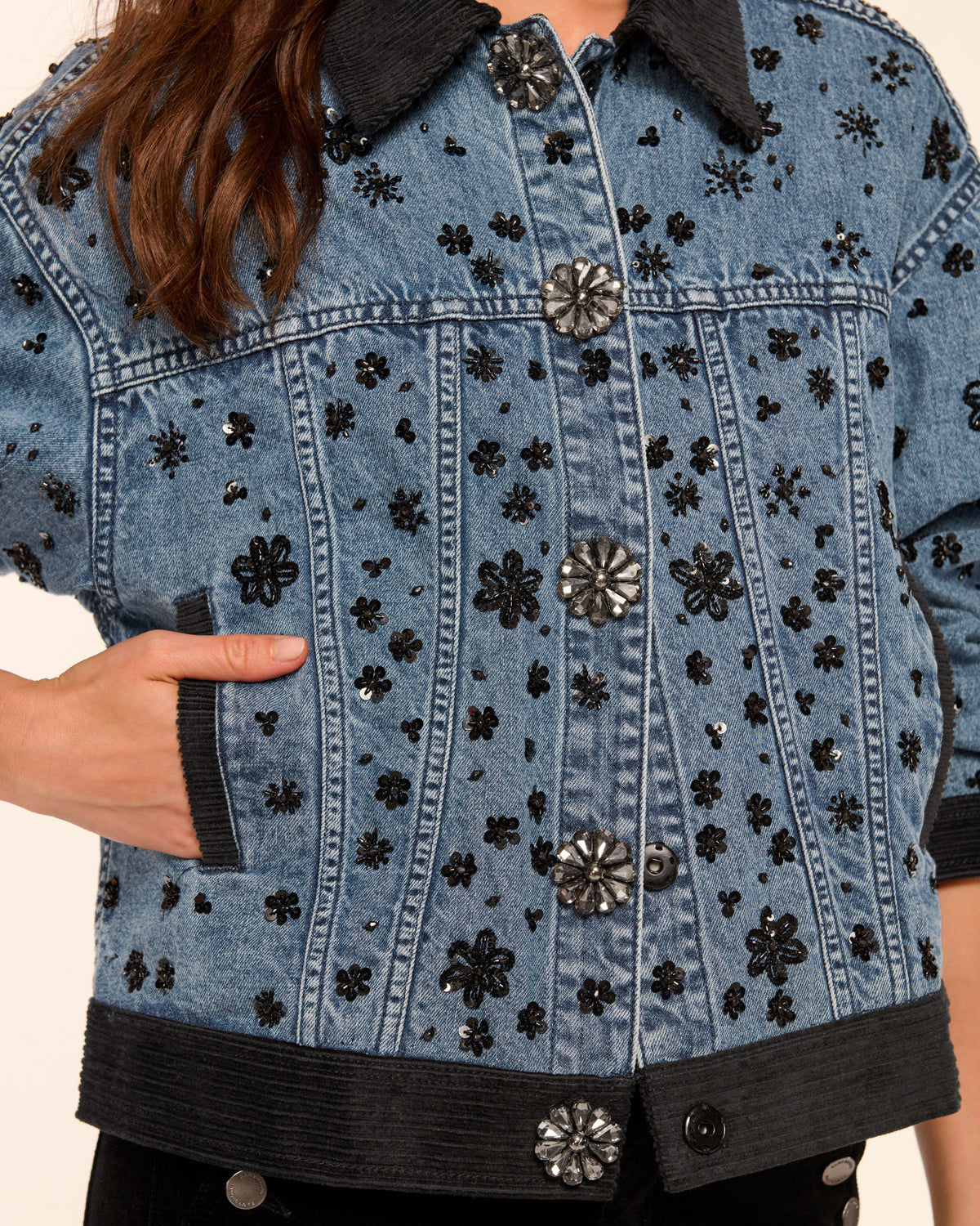 【完売品】ヌキテパSequins Embroidery Denim Jacket Sequins Embroidery Denim Jacket | Pasand by ne Quittez pas