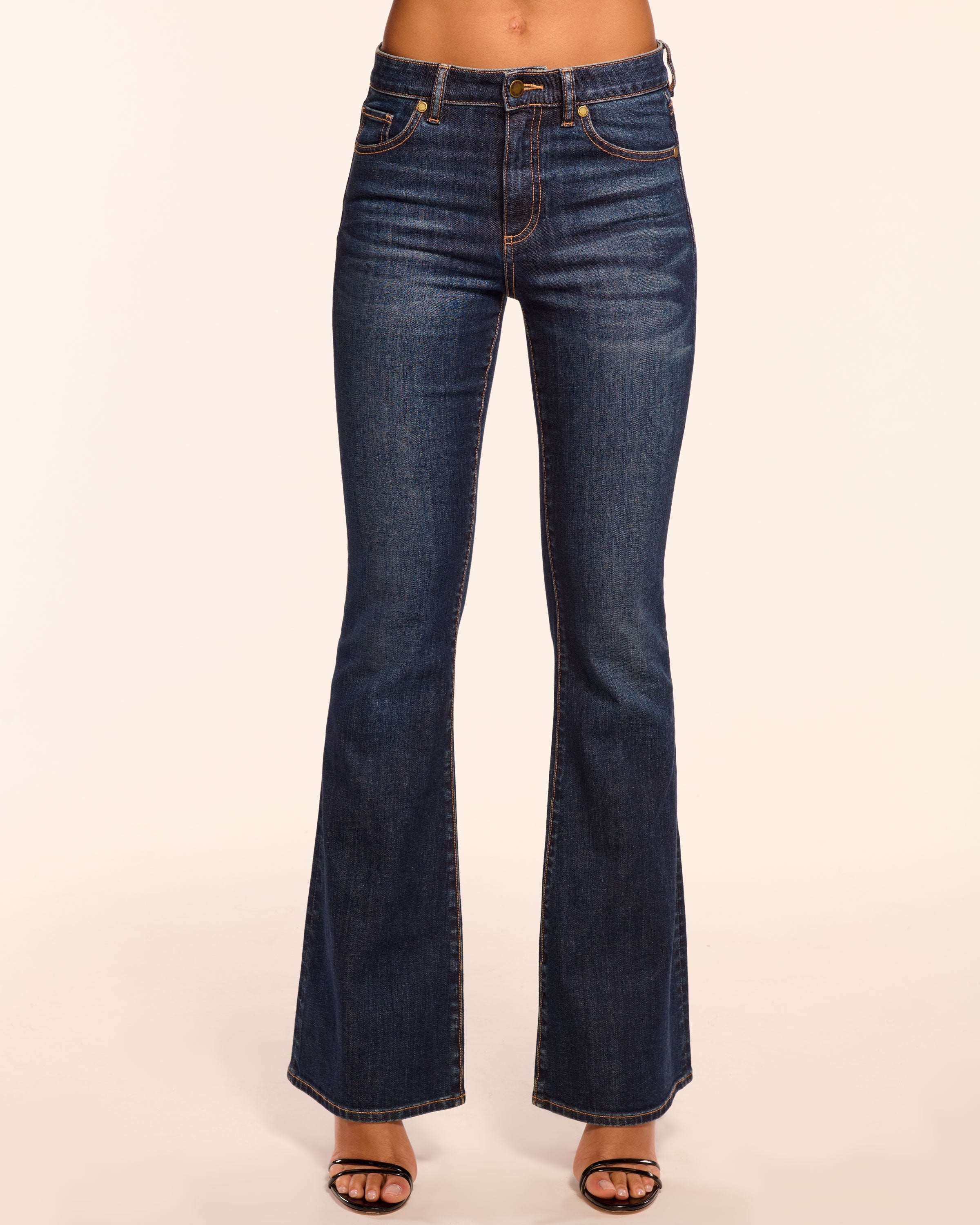 Helena 5-Pocket Flare Jean in dark rinse | Ramy Brook