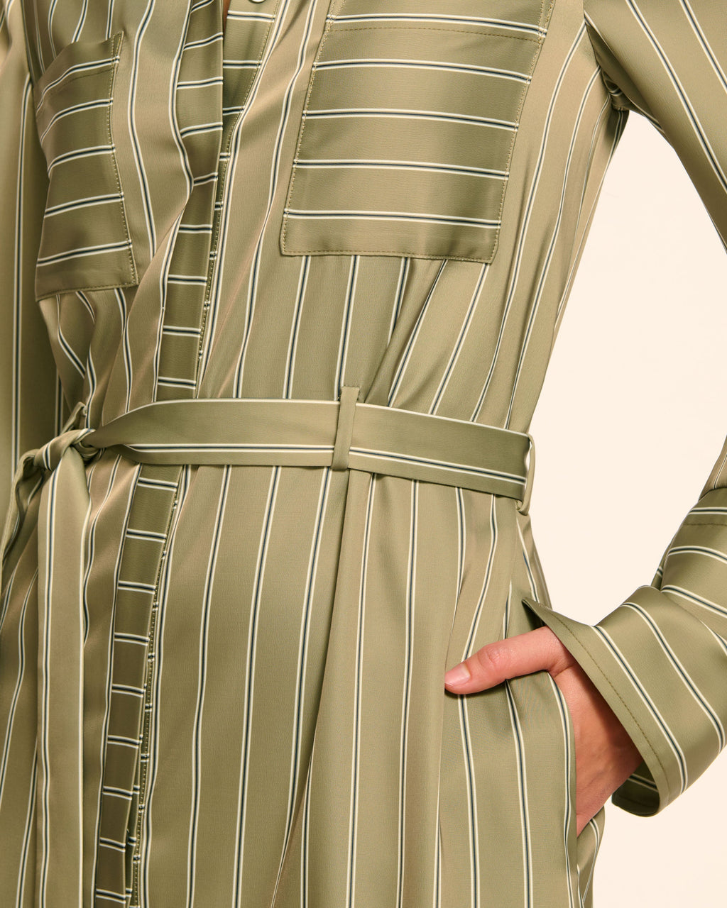 Miriam Button Down Shirt Midi Dress in green seaside | Ramy Brook