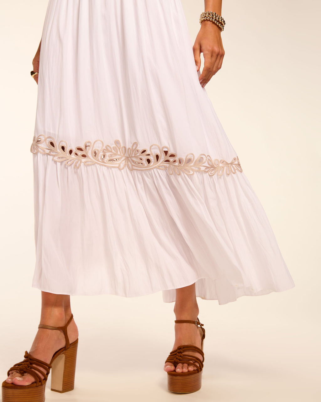 Ramy Brook Alex Smocked Off-The-Shoulder Maxi Dress in Ivory - XXS