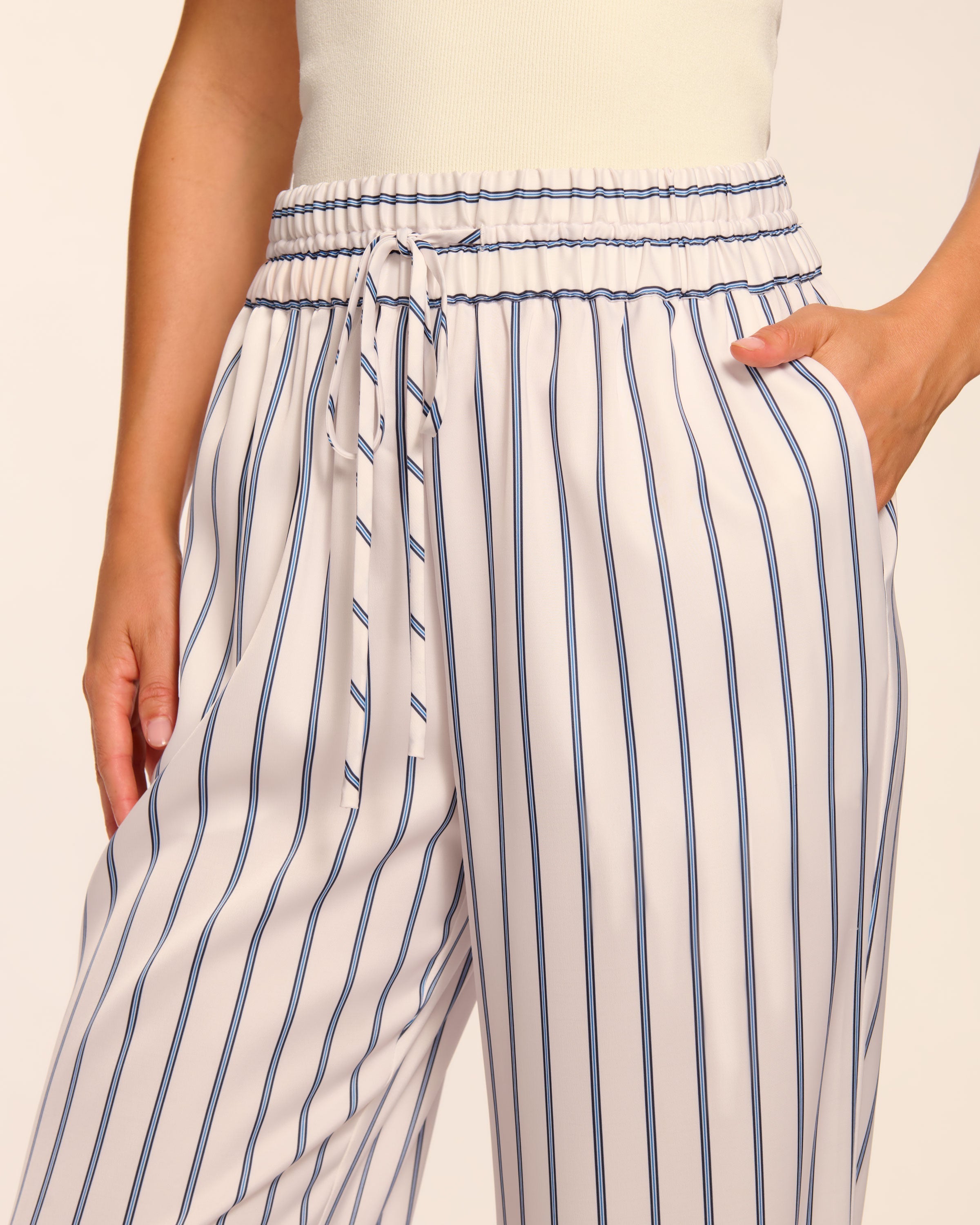 Sylvie Wide Leg Pant in ivory seaside | Ramy Brook