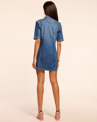 Skylar Short Sleeve Denim Mini Dress in medium wash