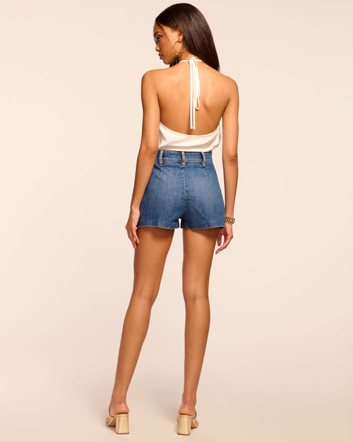 Hilary High Waisted Denim Mini Short view 5