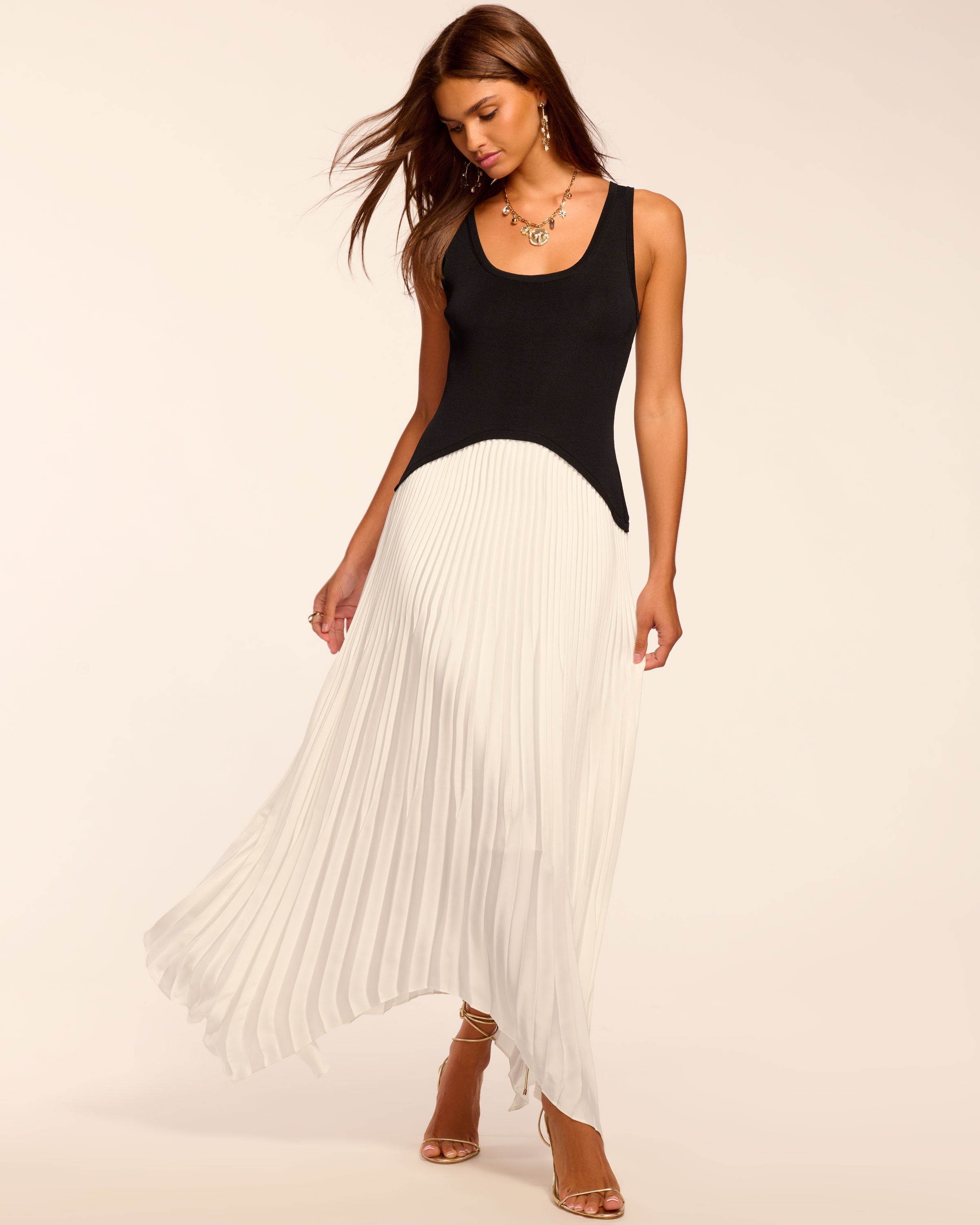 daniiey woodland pleated maxi dress Davinia Knit Combo Pleated Maxi Dress in bright palm
