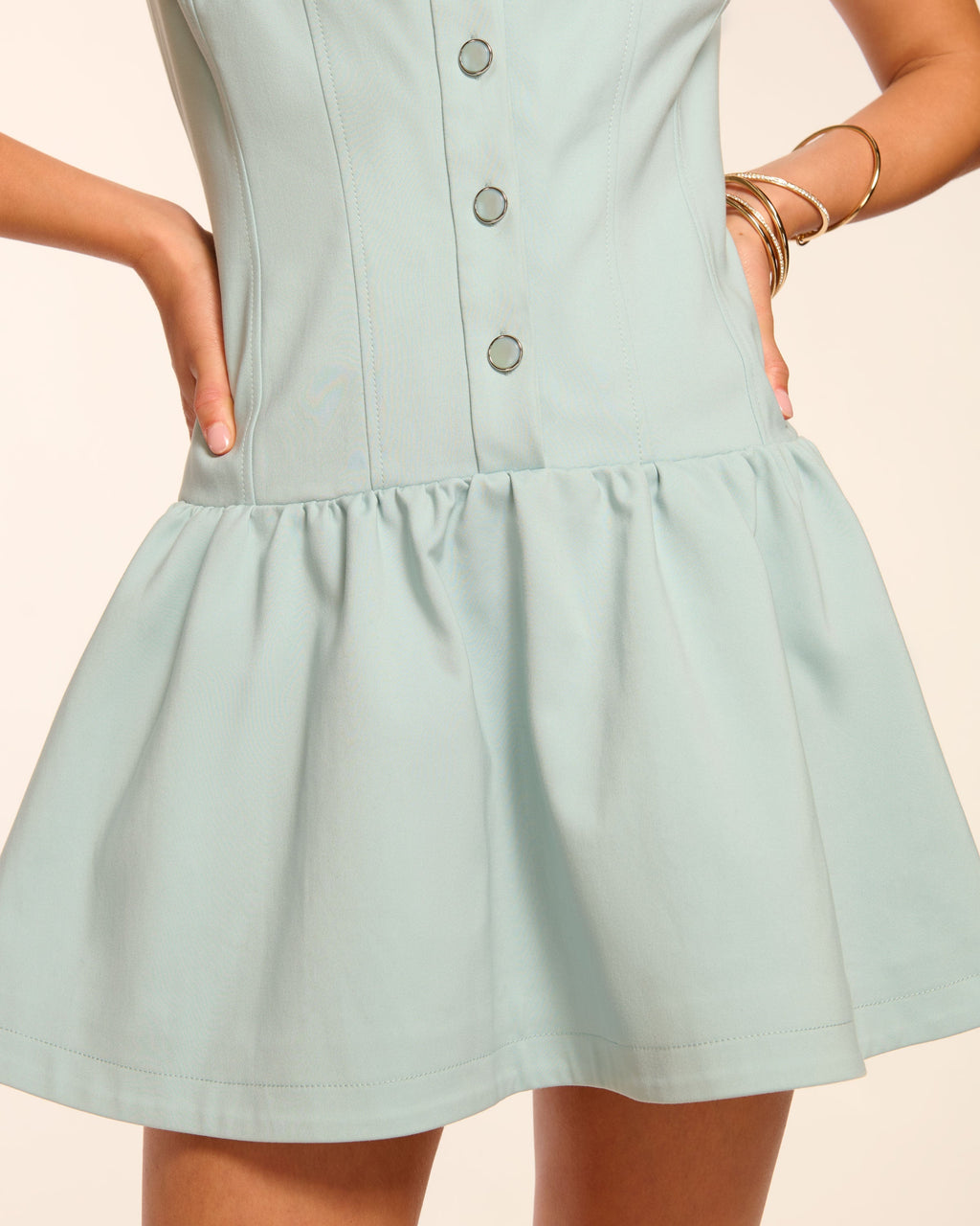 Sofi Stretch Cotton Sleeveless Mini Dress in moonstone blue | Ramy Brook Sofi Stretch Cotton Sleeveless Mini Dress in moonstone blue | Ramy Brook