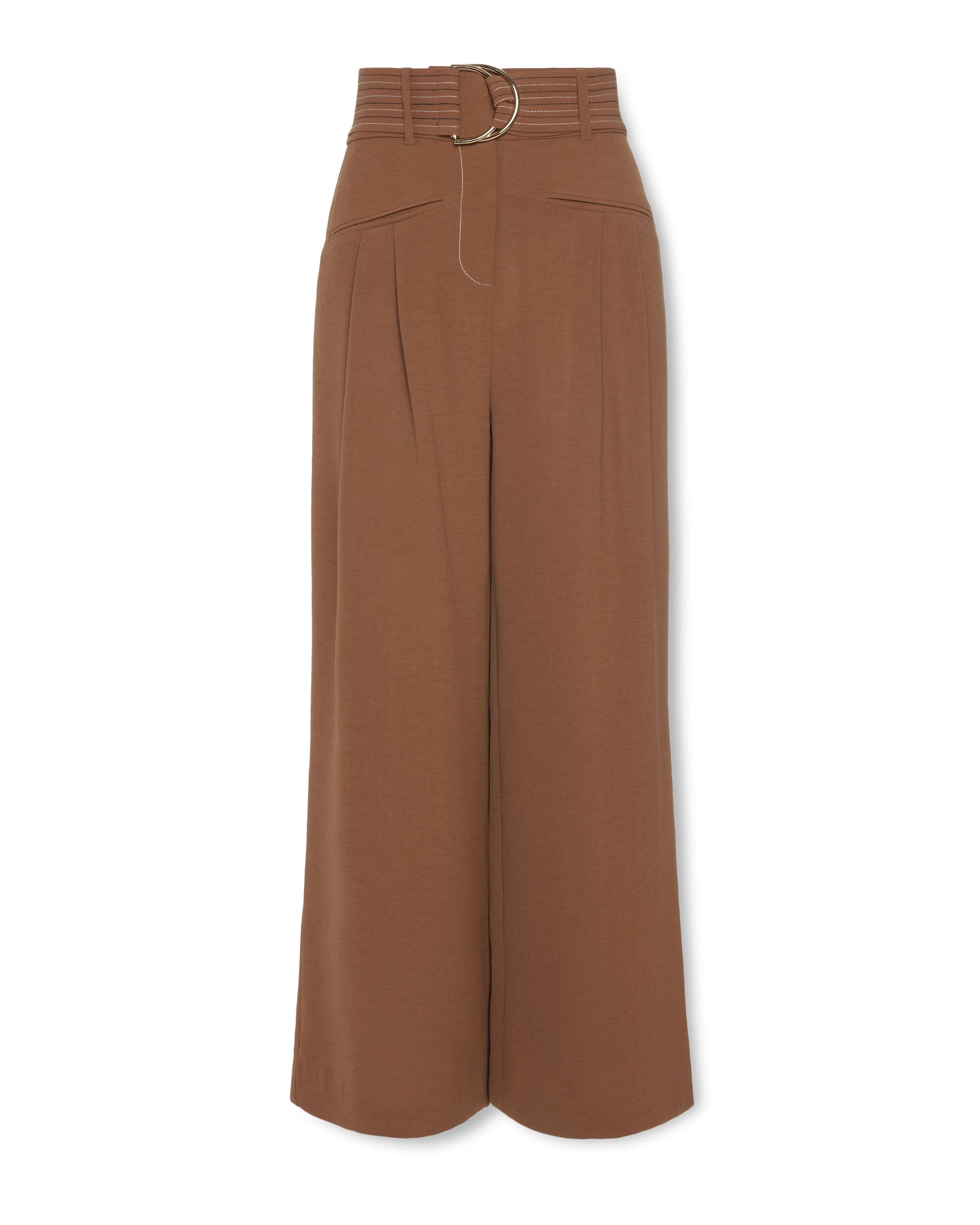 Marguerite Cropped Belted Pant in baja brown | Ramy Brook