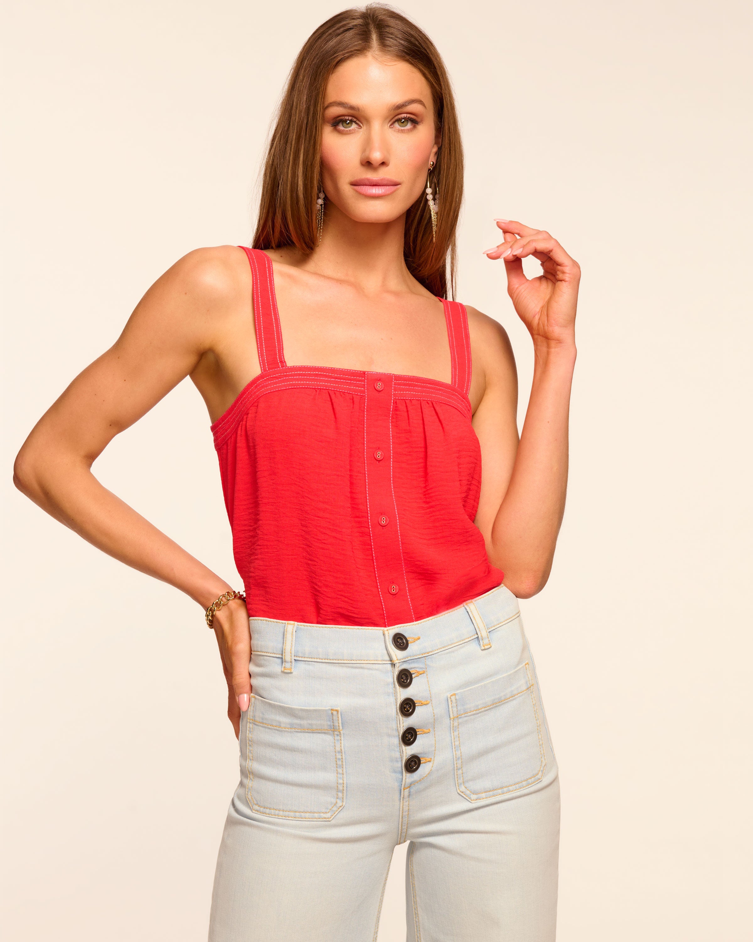 Maisey Sleeveless Tank Top in flame | Ramy Brook