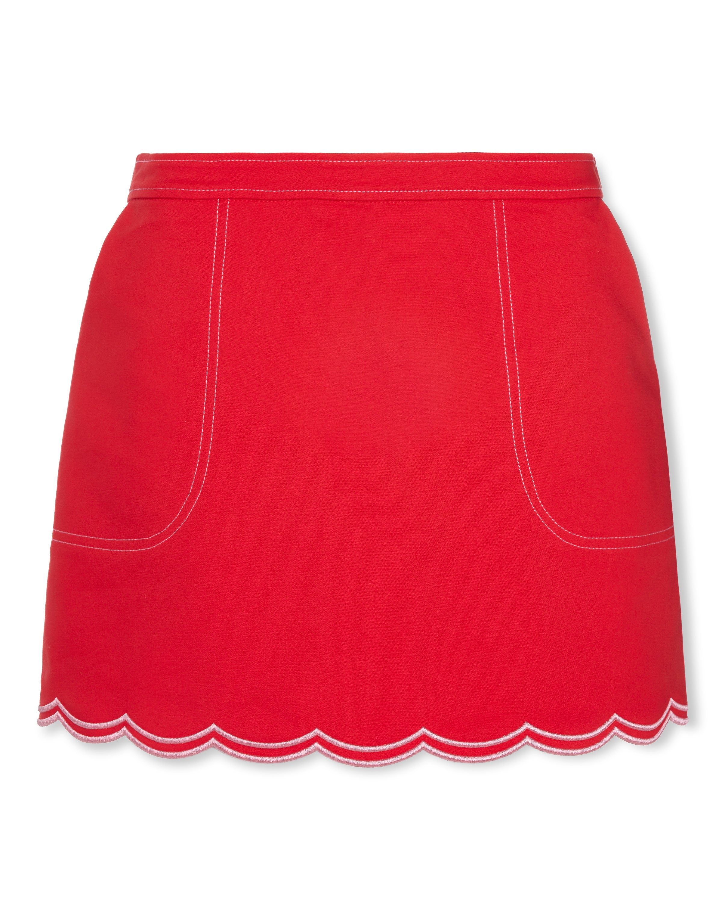 Cheryl Stretch Cotton Scalloped Mini Skirt in flame | Ramy Brook