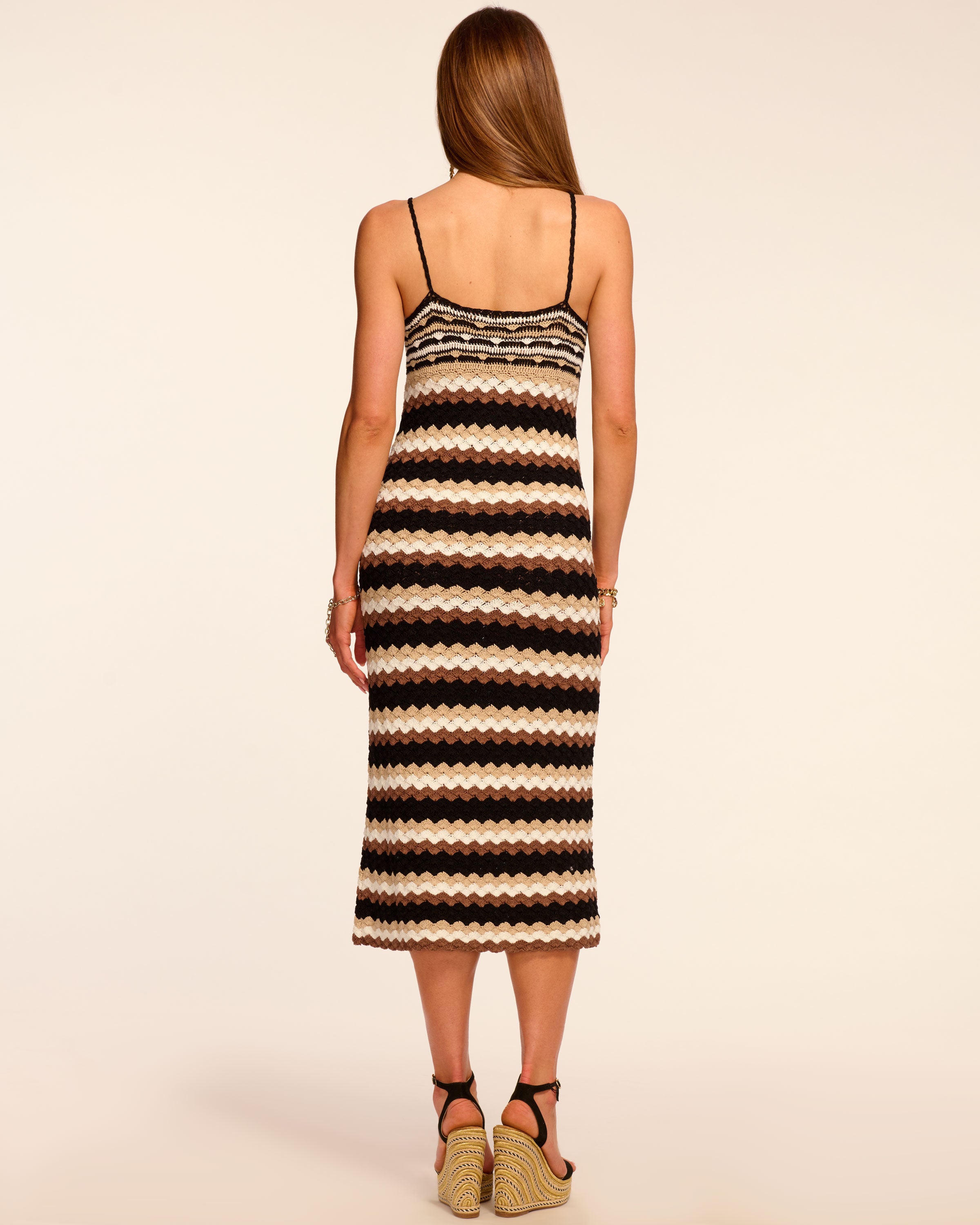 Harlow Cotton Crochet V-Neck Midi Dress in geo crochet | Ramy Brook