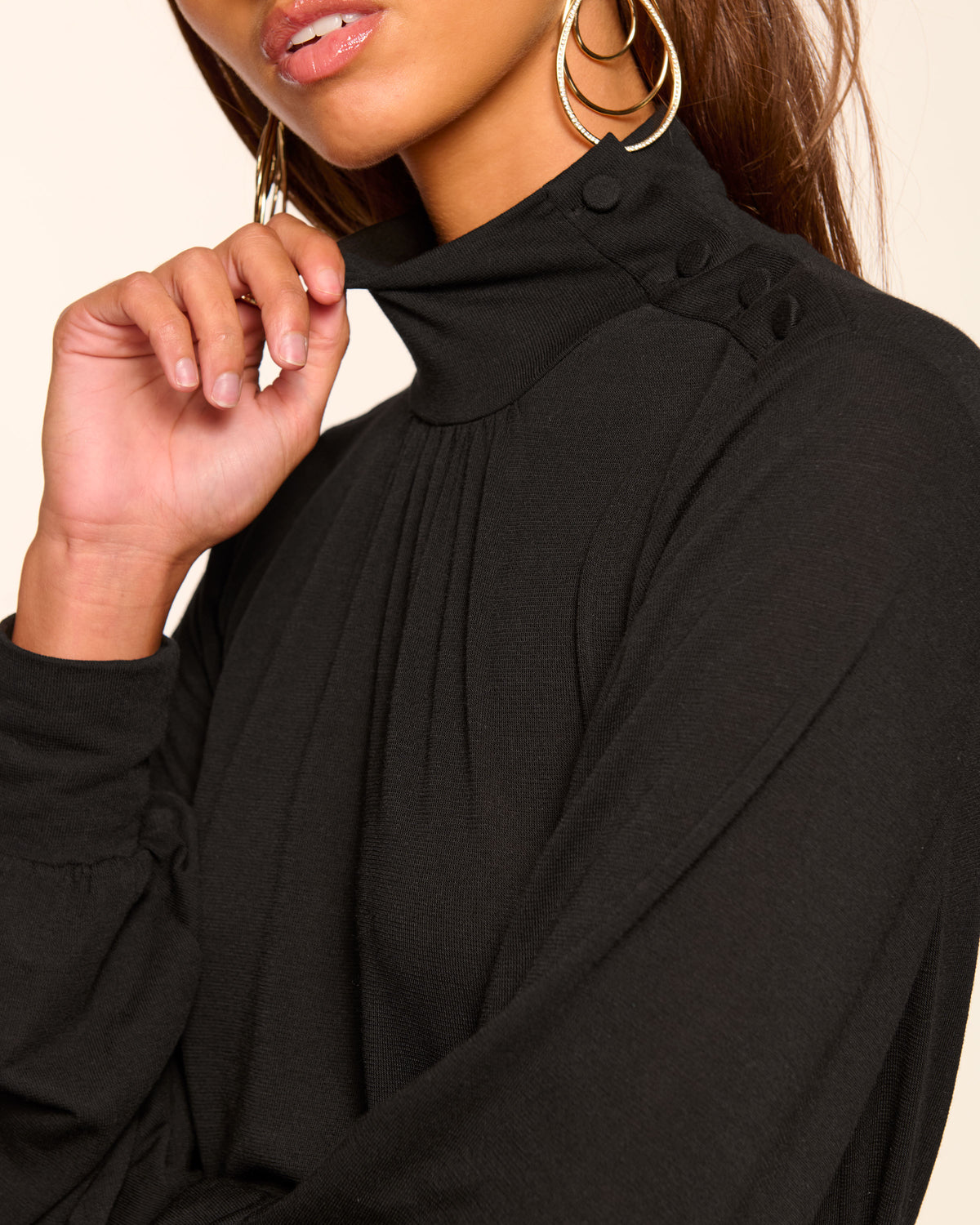Larissa Knit Turtleneck Top in black | Ramy Brook
