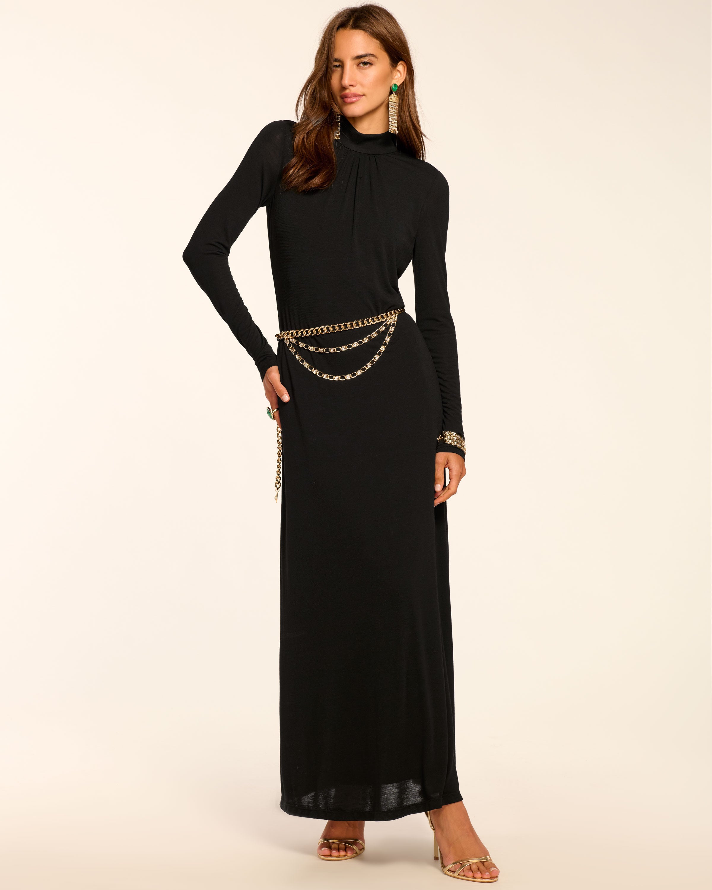 Ramy Brook Alexandra Knit Mock Neck Maxi Dress in Black - XL Ramy Brook Alexandra Knit Mock Neck Maxi Dress in Black - XL