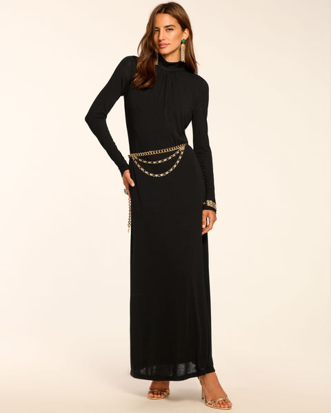 blue dress for baby girl Lyndon Long Sleeve Slinky Maxi Dress / Black | Meshki main image 1