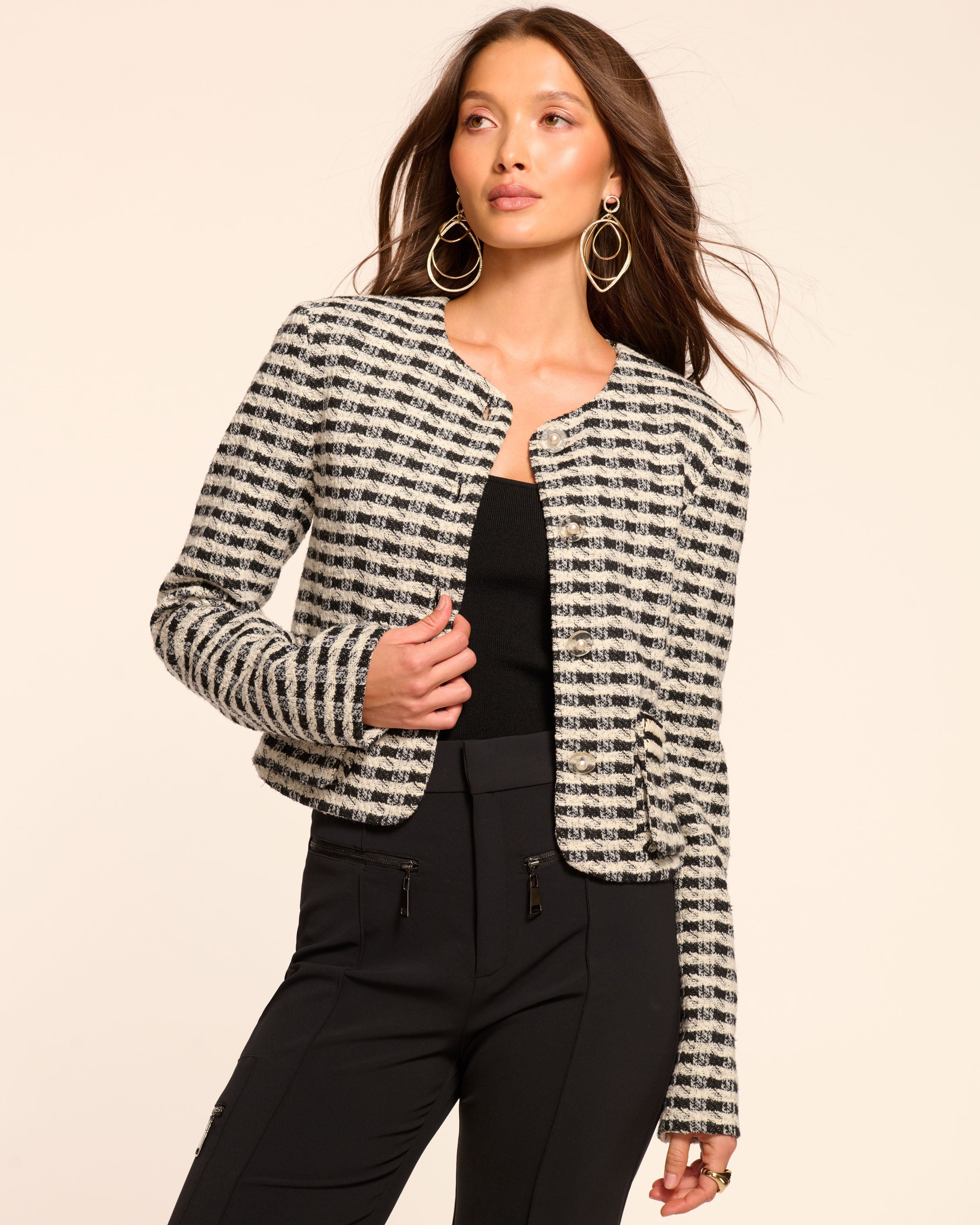 Thomas Tweed Jacket in black gingham | Ramy Brook