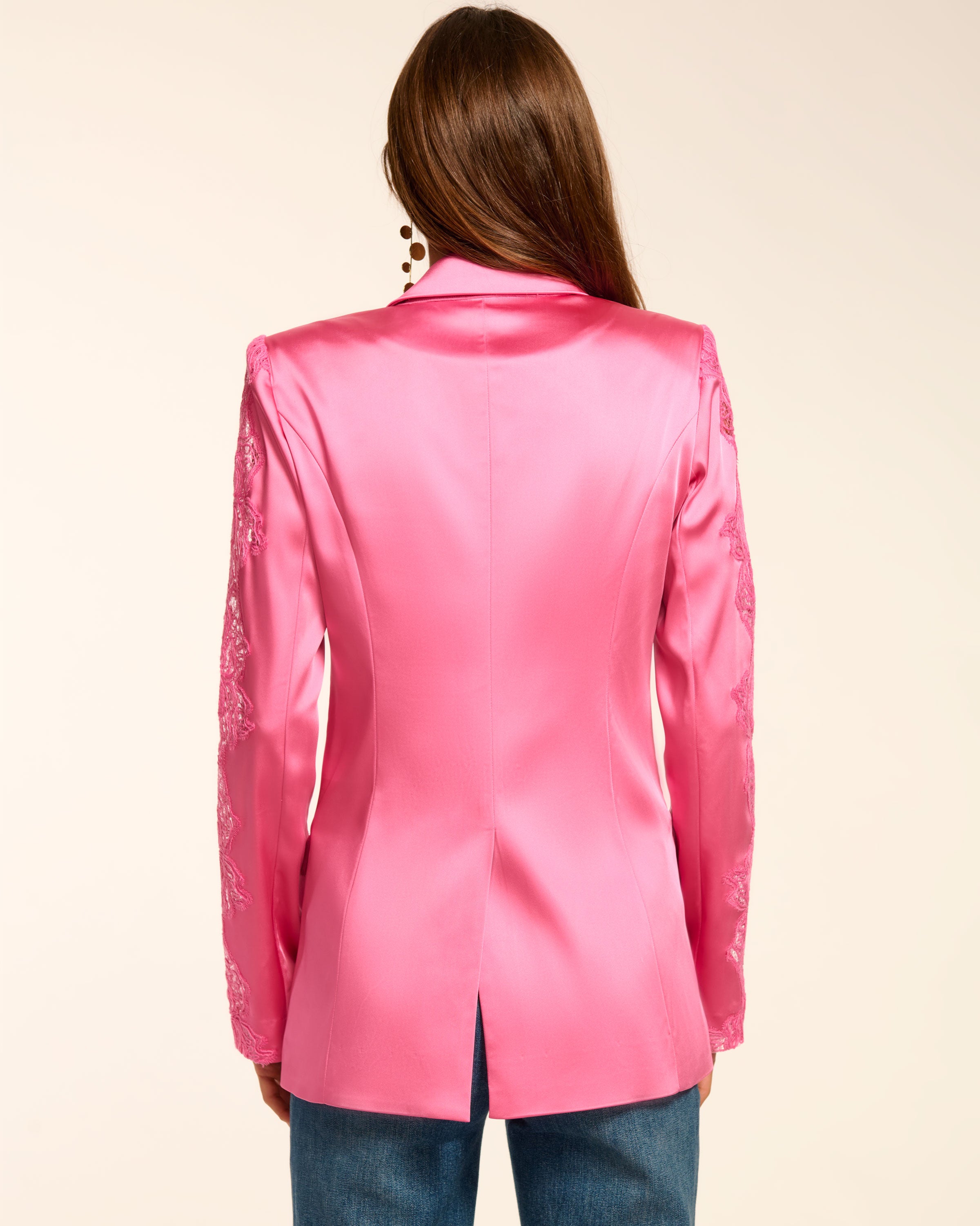 Foxi Lace Blazer in pink garnet | Ramy Brook