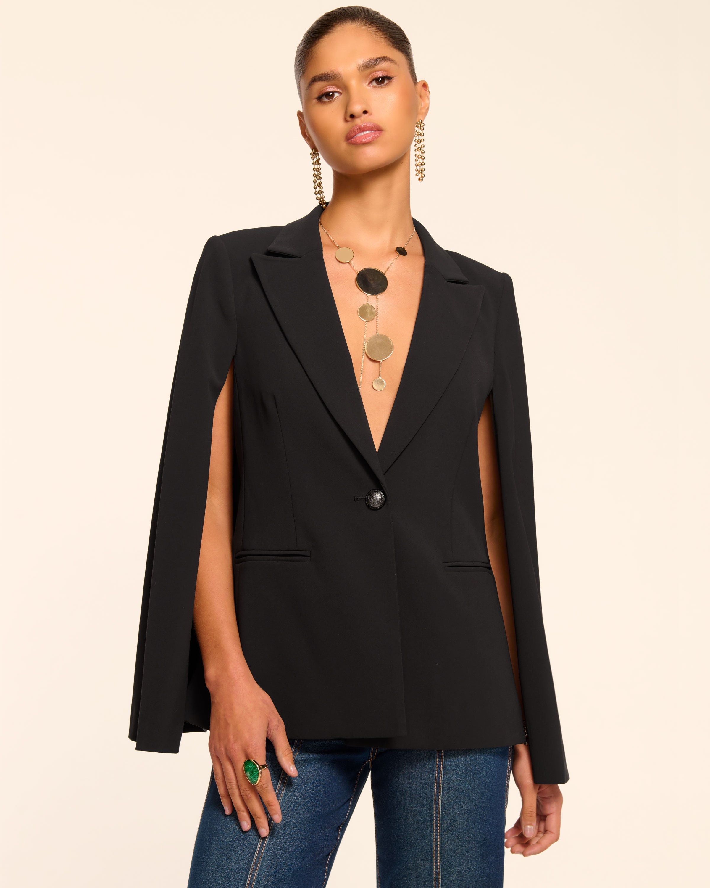 Lucinda Tailored Cape in black | Ramy Brook