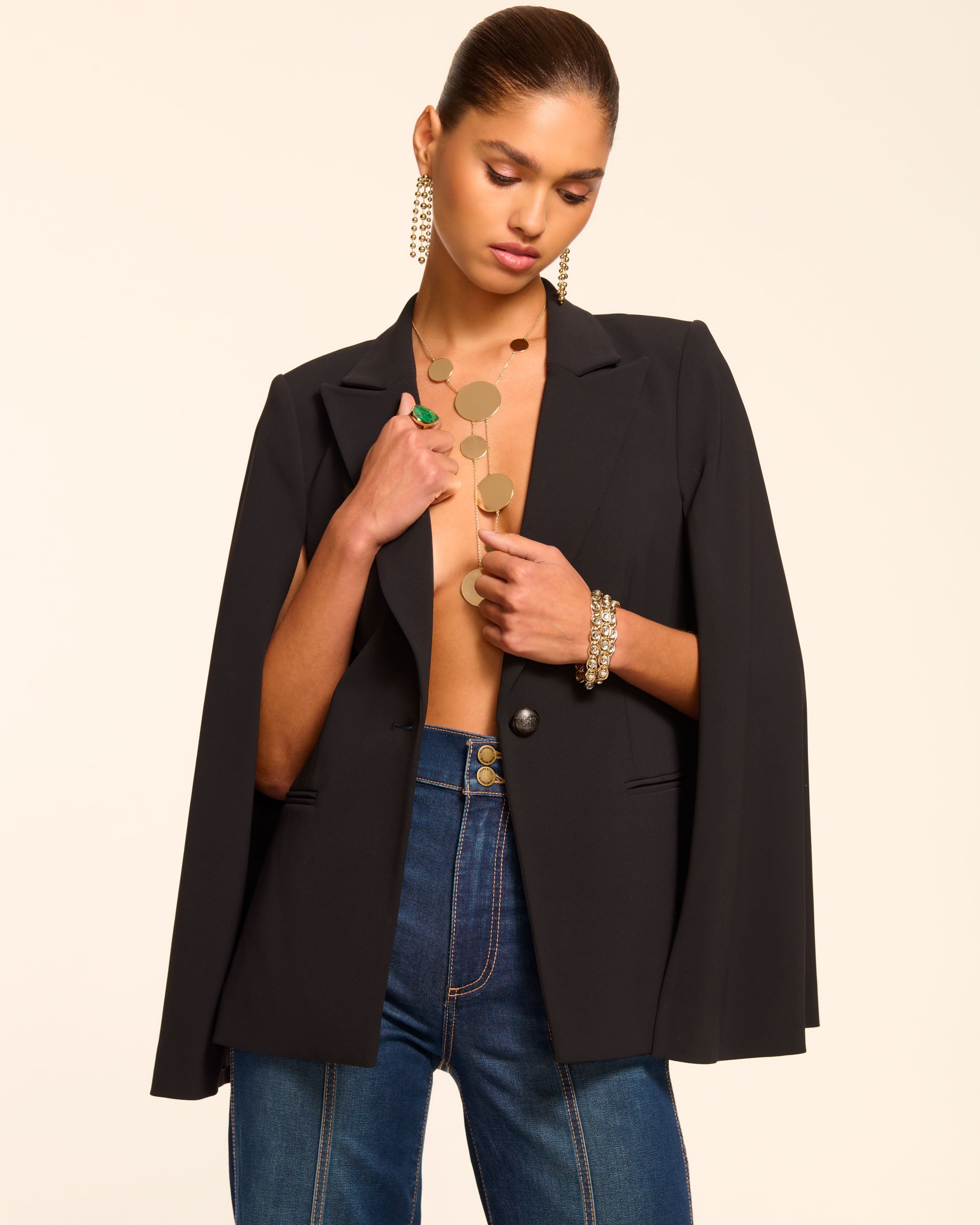 Lucinda Tailored Cape in black | Ramy Brook