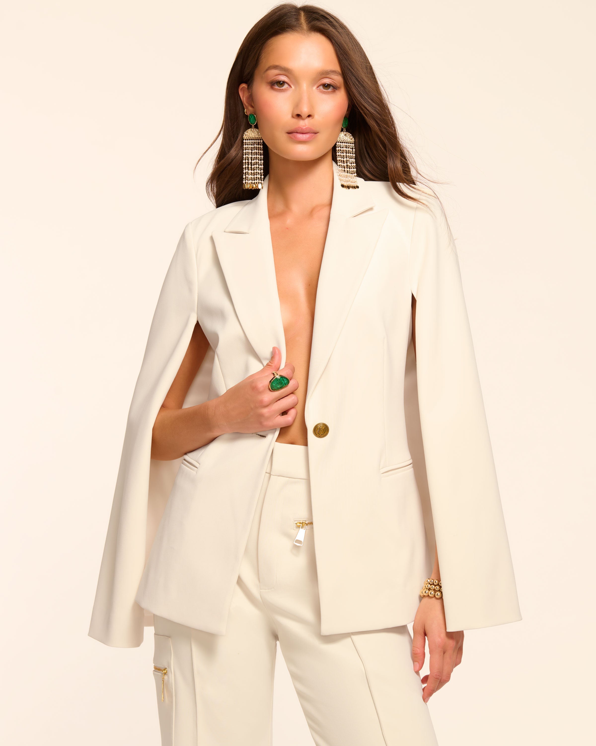 Lucinda Tailored Cape in winter white | Ramy Brook