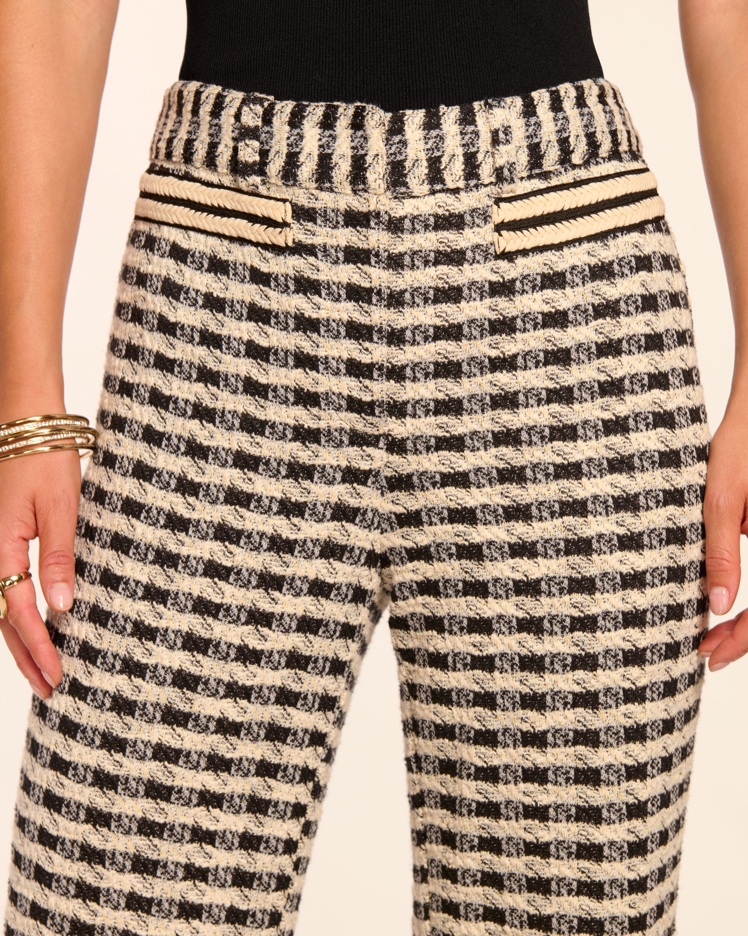 Raven Tweed Wide Leg Pant in black gingham | Ramy Brook