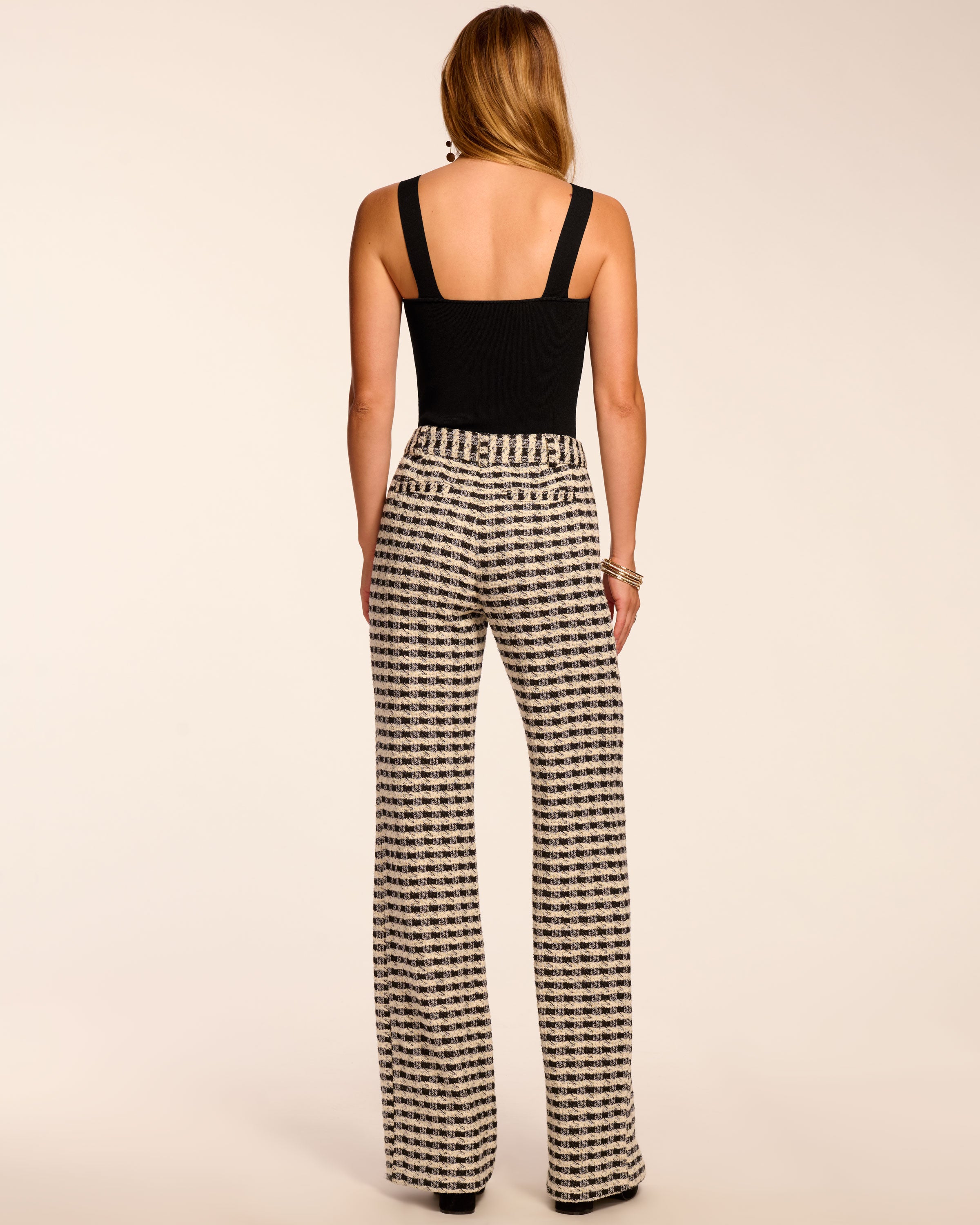 Raven Tweed Wide Leg Pant in black gingham | Ramy Brook