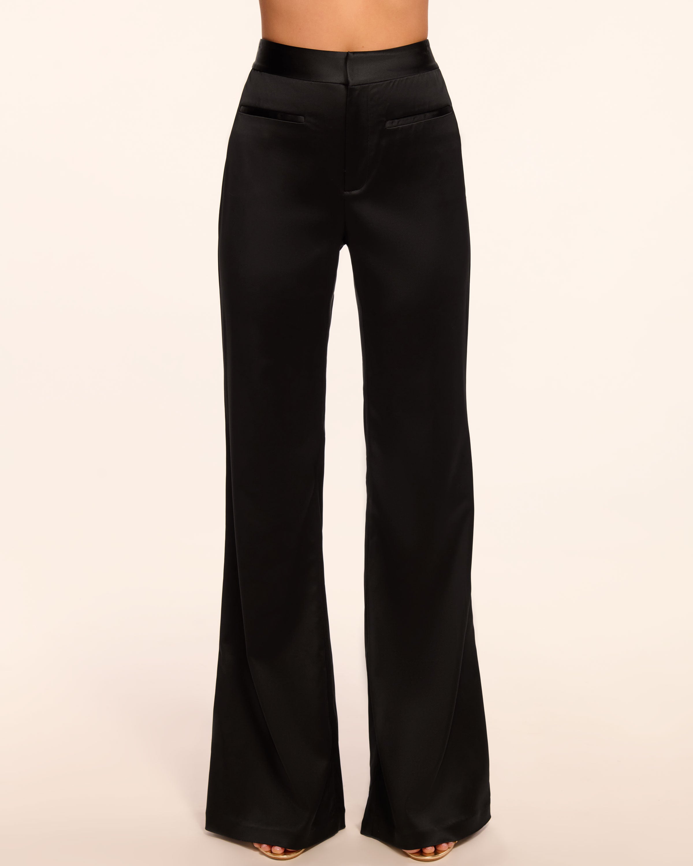 Vespera Satin Low Rise Pant in black | Ramy Brook