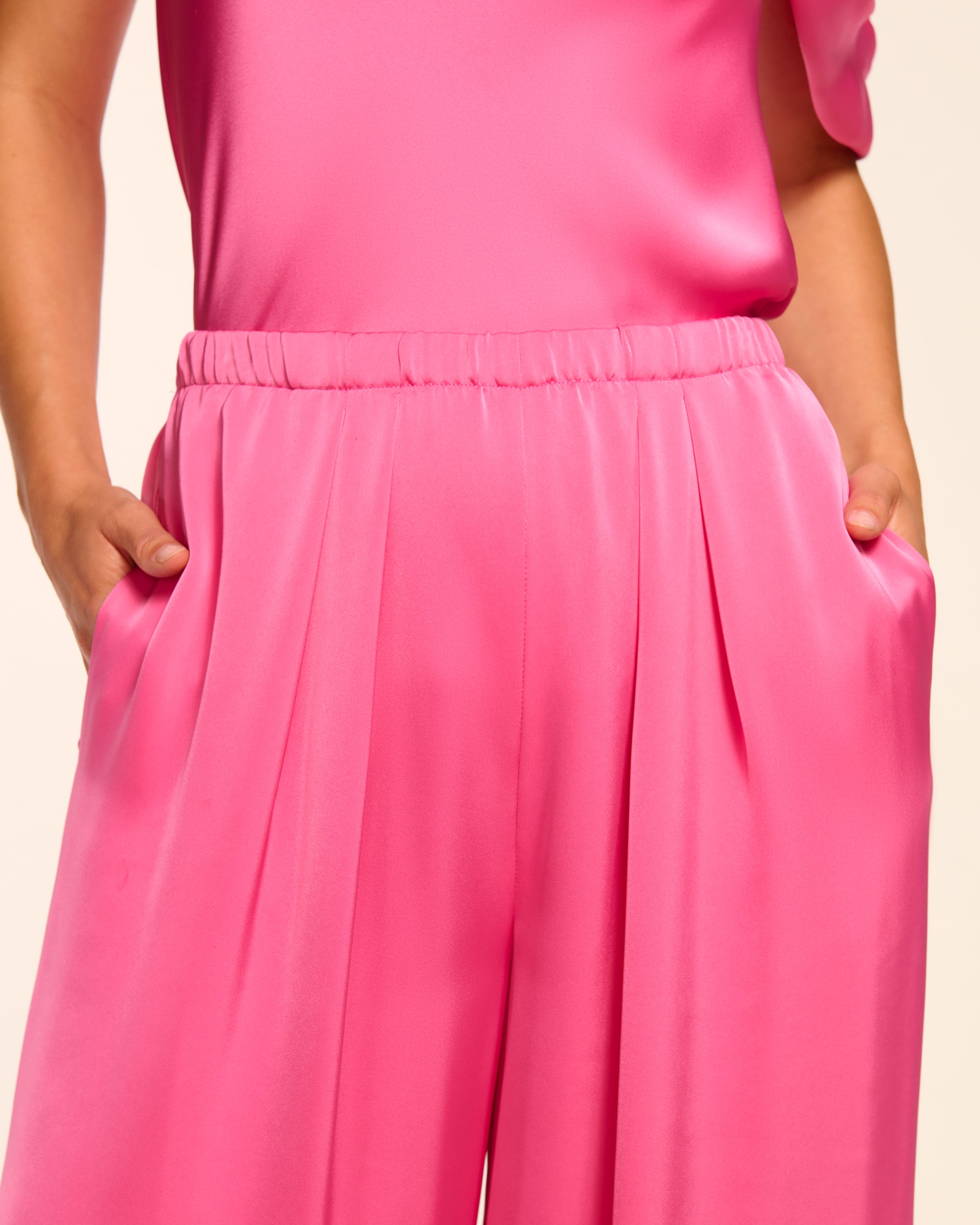 Jolie Wide Leg Pant in pink garnet | Ramy Brook