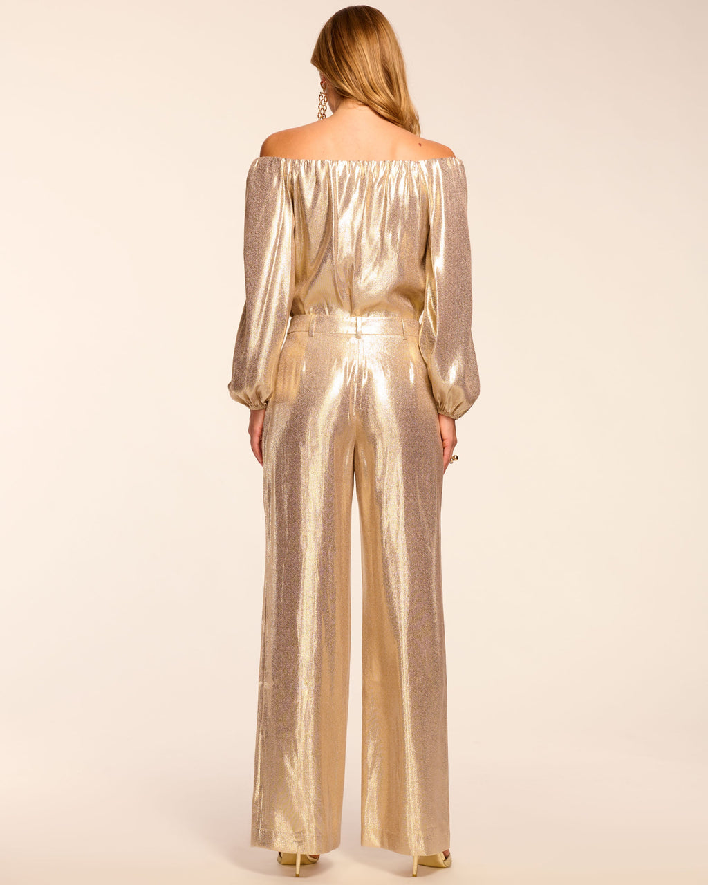 legendary gold dress pants Ramy Brook Izzy Silk Lamé Wide Leg Pant in Gold