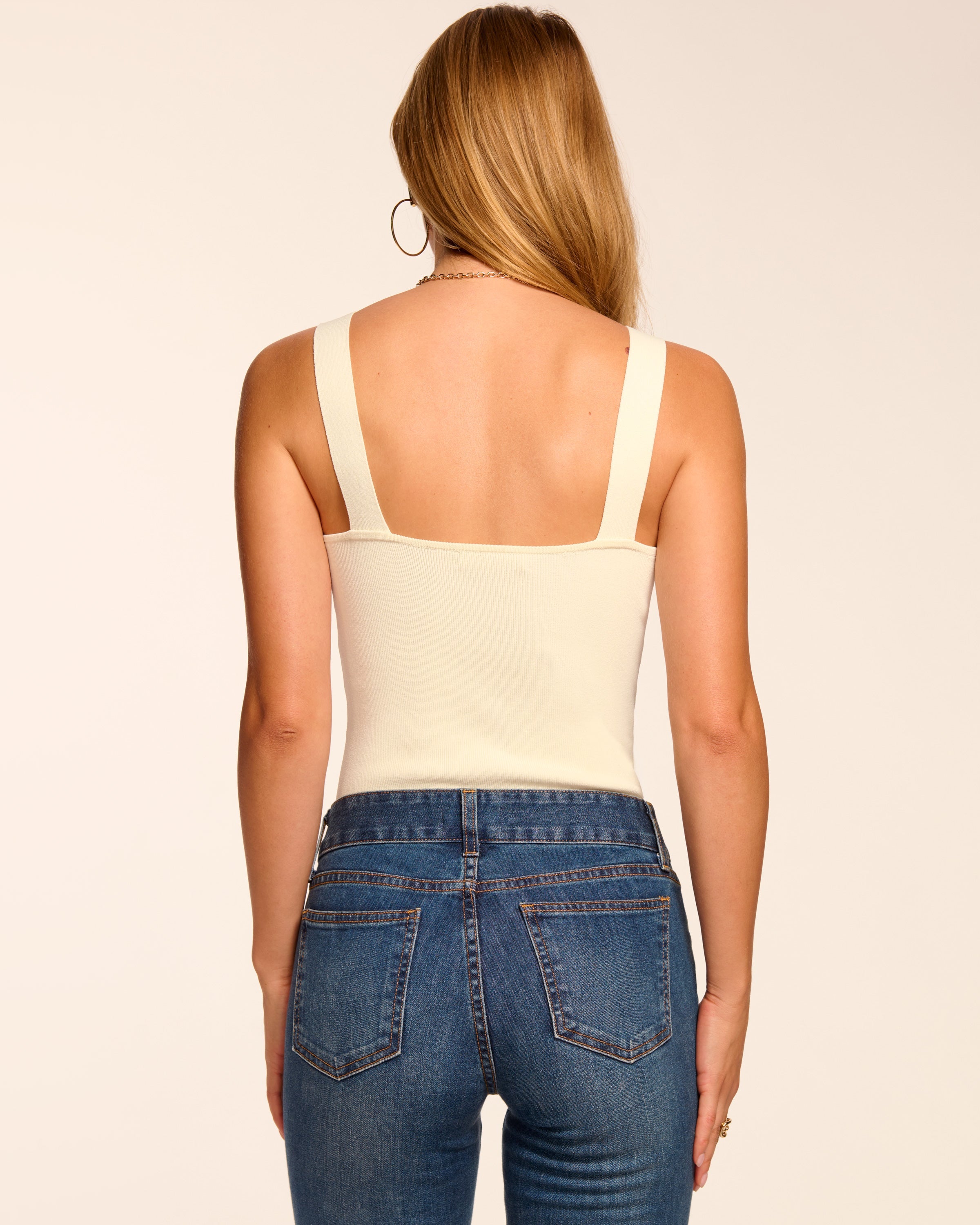Merie Ribbed Knit Tank Top in winter white | Ramy Brook