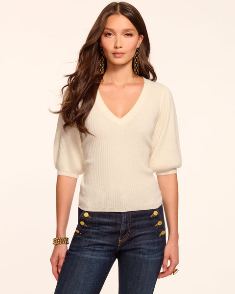 Cassidee Cashmere Sweater in ivory | Ramy Brook