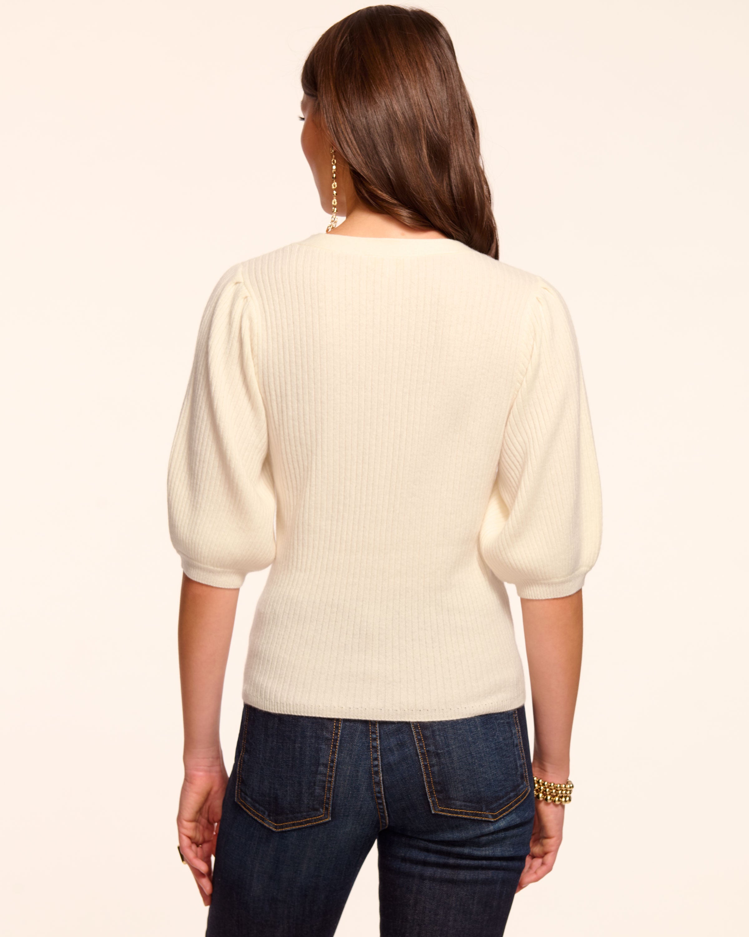 Cassidee Cashmere Sweater in ivory | Ramy Brook