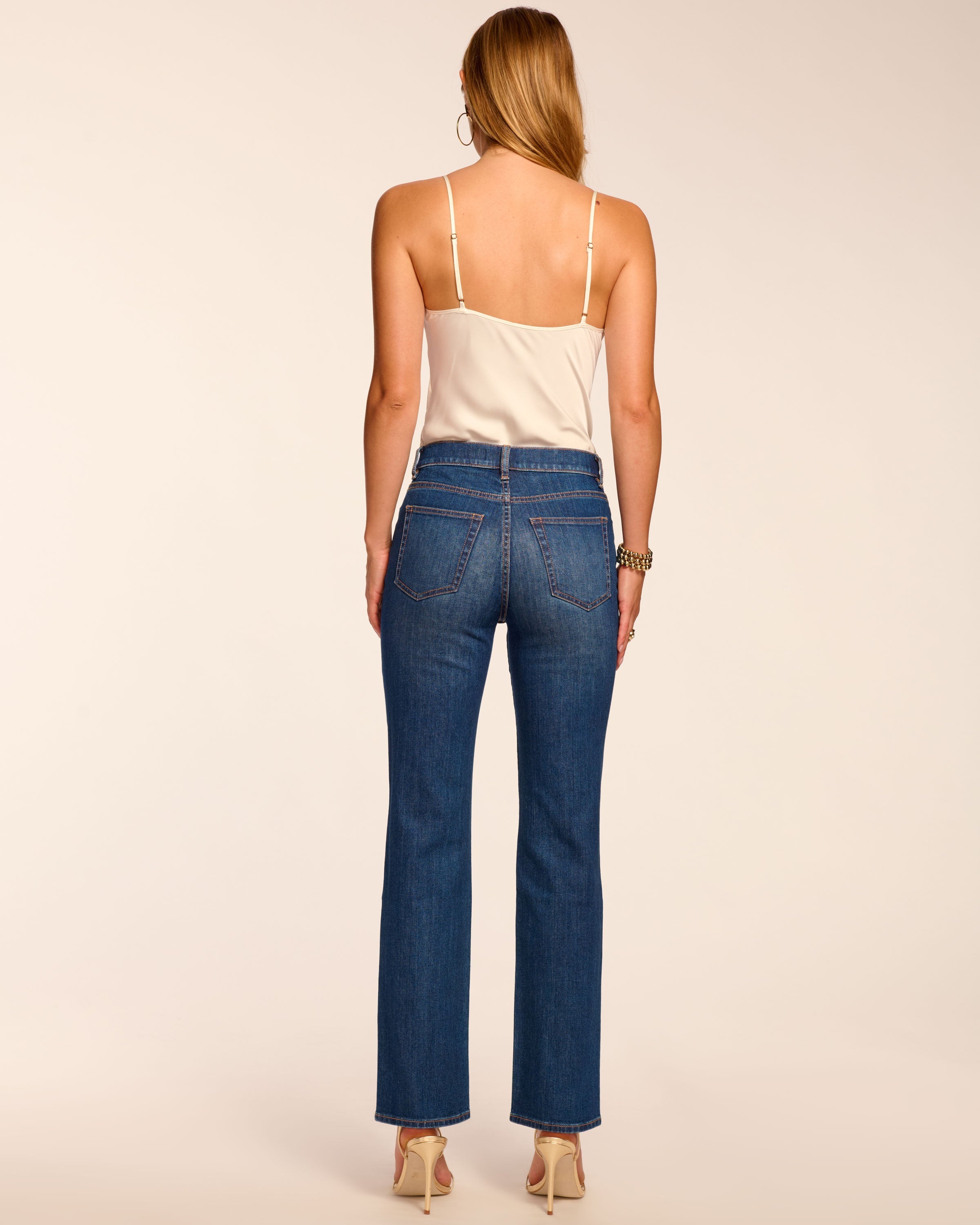 Claudia 5-Pocket High-Rise Straight Leg Jean in medium wash | Ramy