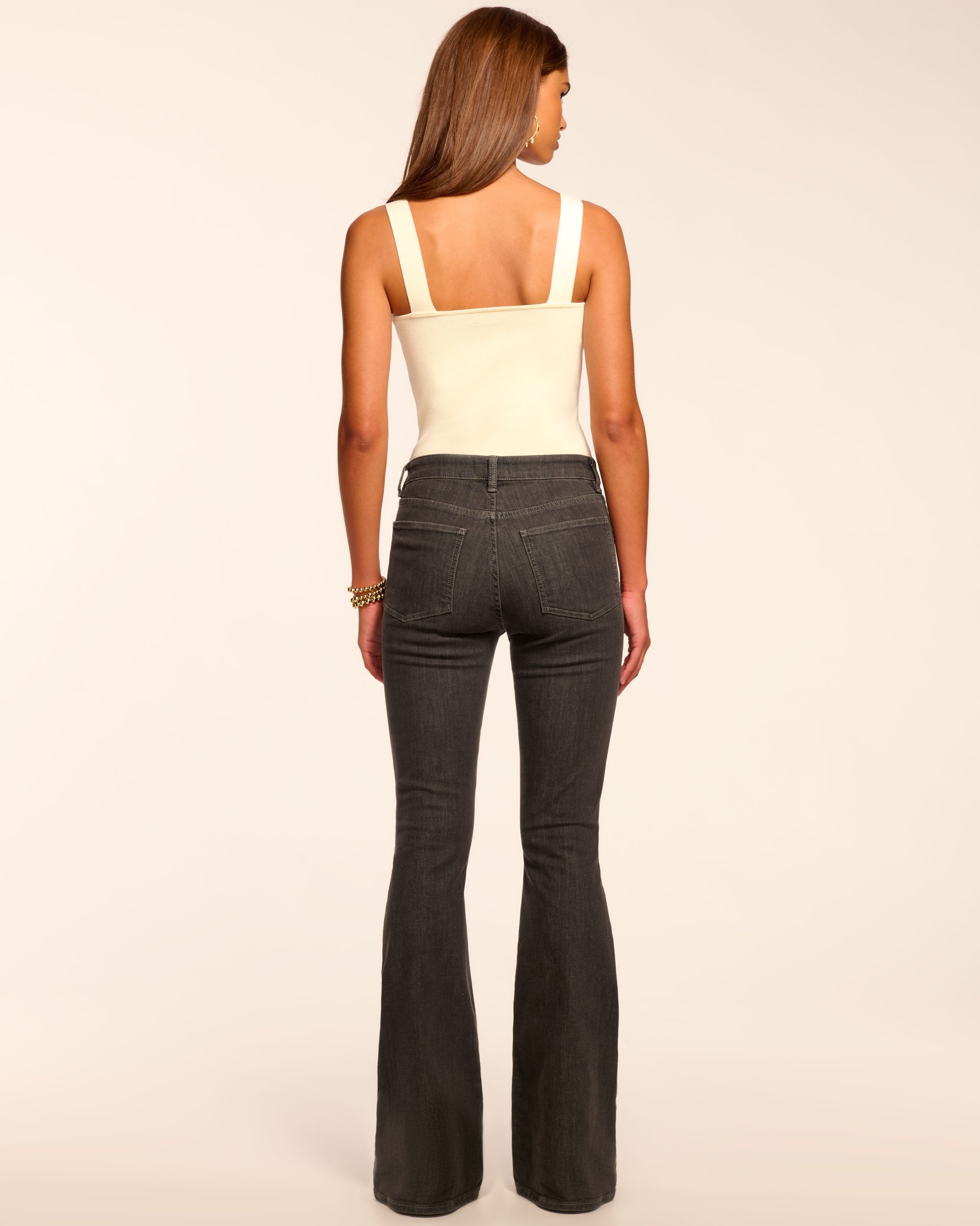 Helena High-Rise Flare Jean in grey wash | Ramy Brook