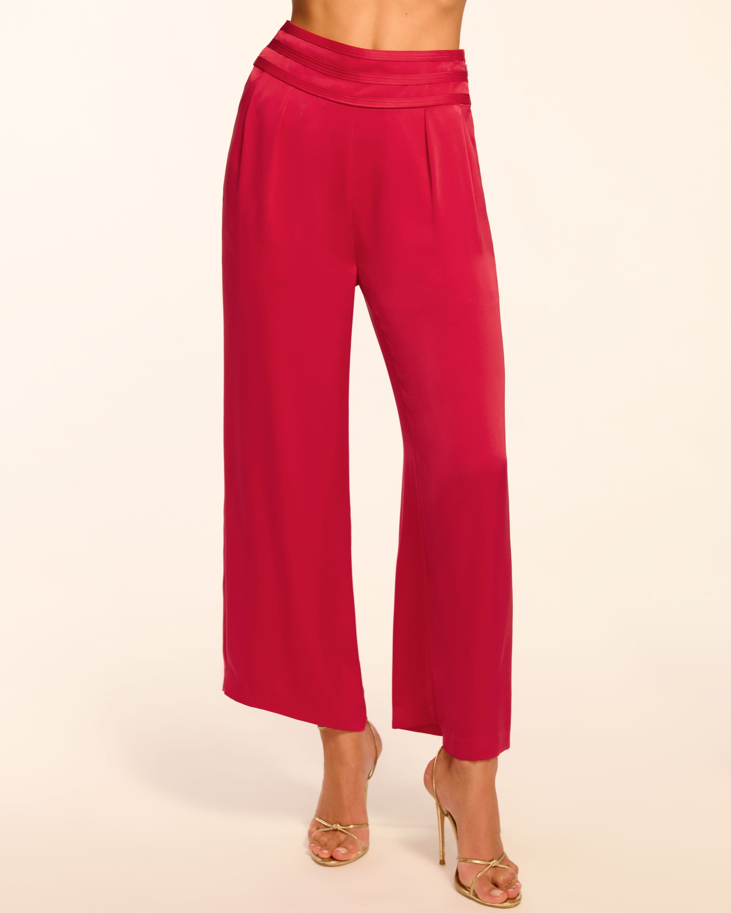 パンツ THE CORE REGULARFIT CROPPED PANTS Joss Cropped Wide Leg Pant in scarlet red | Ramy Brook