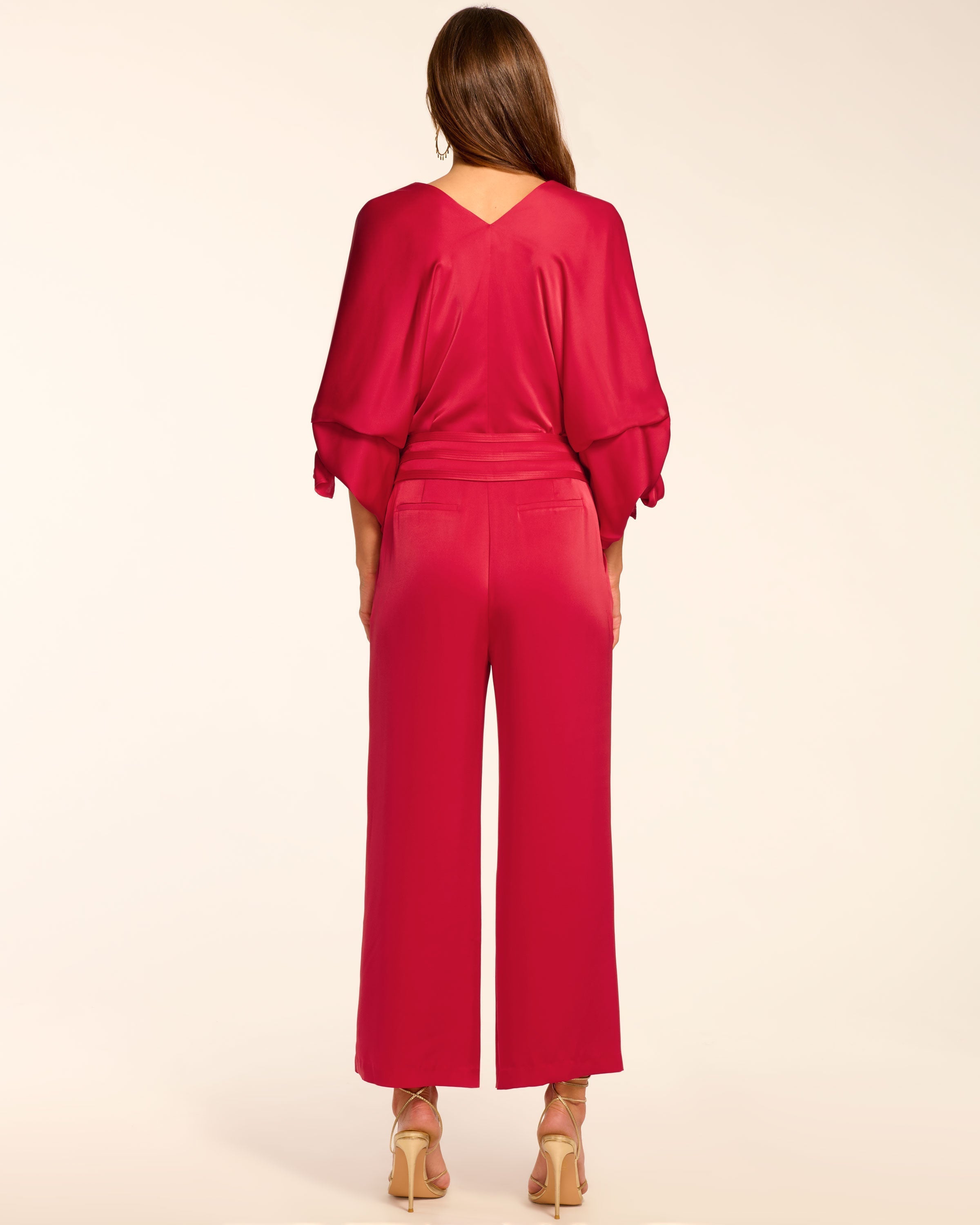 Joss Cropped Wide Leg Pant in scarlet red | Ramy Brook