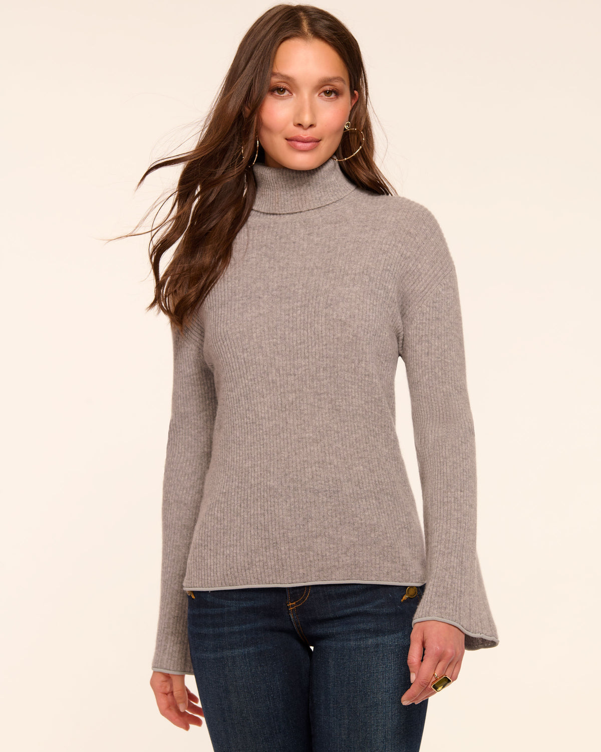 Christina Cashmere Turtleneck Sweater in heather grey Ramy Brook