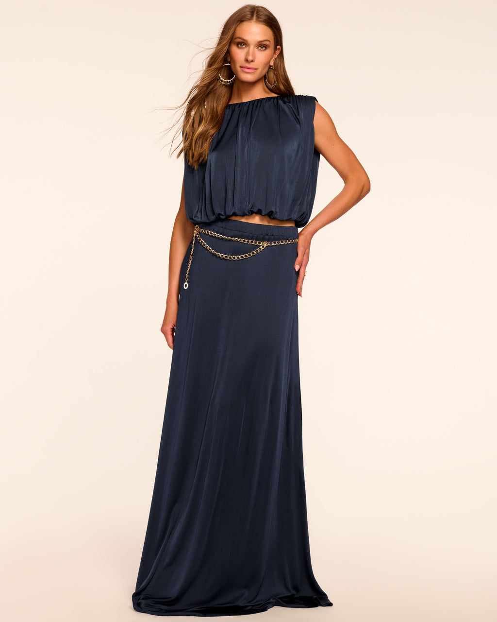 Chris Jersey Maxi Skirt in navy
