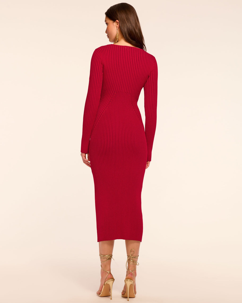 Geek Bar Zodiac Flavors List Logan Rib Knit Long Sleeve Midi Dress in  scarlet red