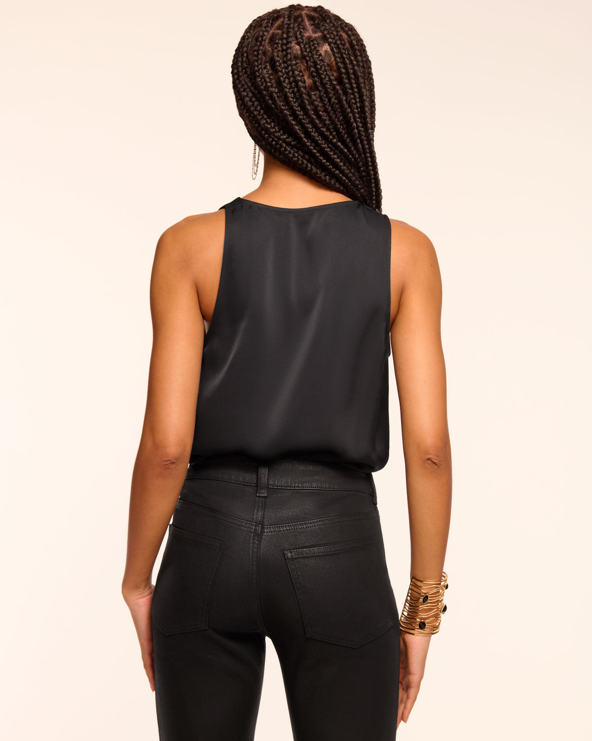 Zoe Cowl Neck Tank Top in black | Ramy Brook